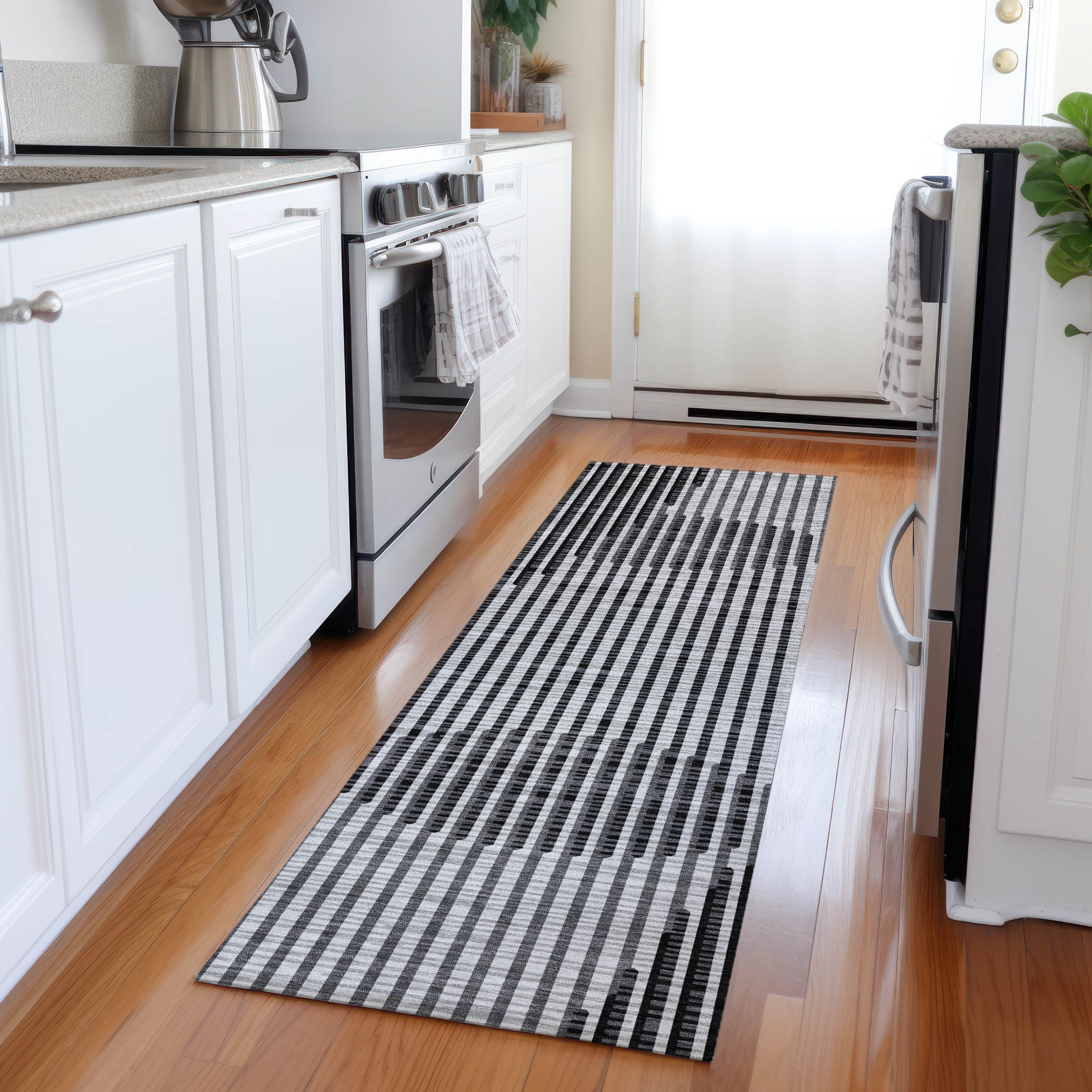 Addison Rugs ACN1001GY2X8 Chantille ACN1001GY 2 x 7 (ft) Polyester Gray Rectangular Indoor/Outdoor Geometric Machine washable Runner rug