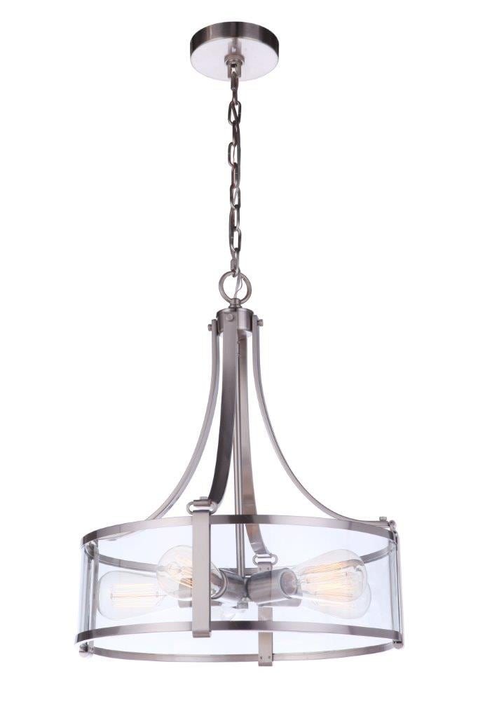 Craftmade 55395-BNK Elliot 5 -Light Brushed Polished Nickel Transitional Clear glass Drum Medium Hanging Pendant light