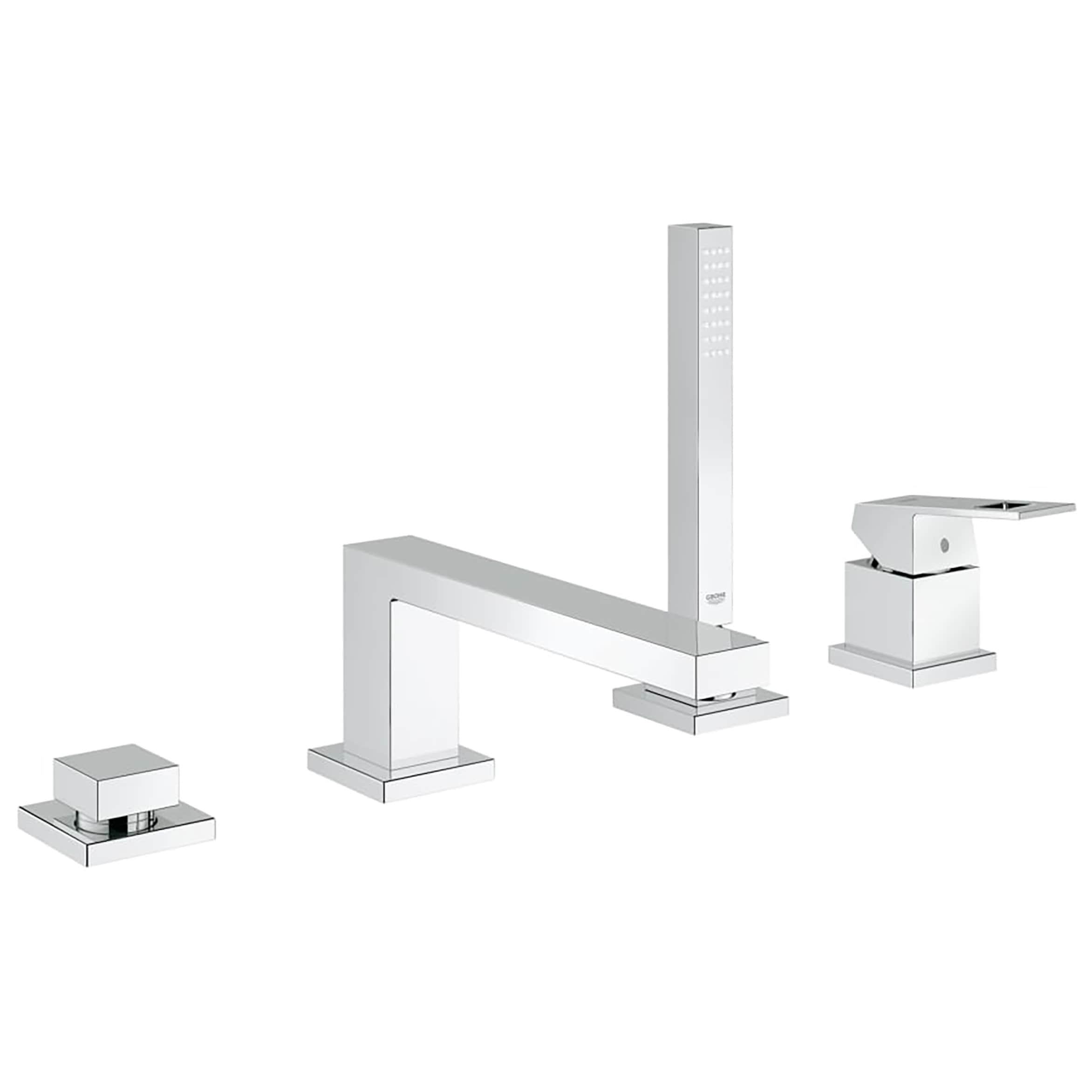 GROHE 19897001 Starlight Chrome 1-handle Deck-mount Roman Low-arc Bathtub Faucet with Hand Shower (Valve Included)