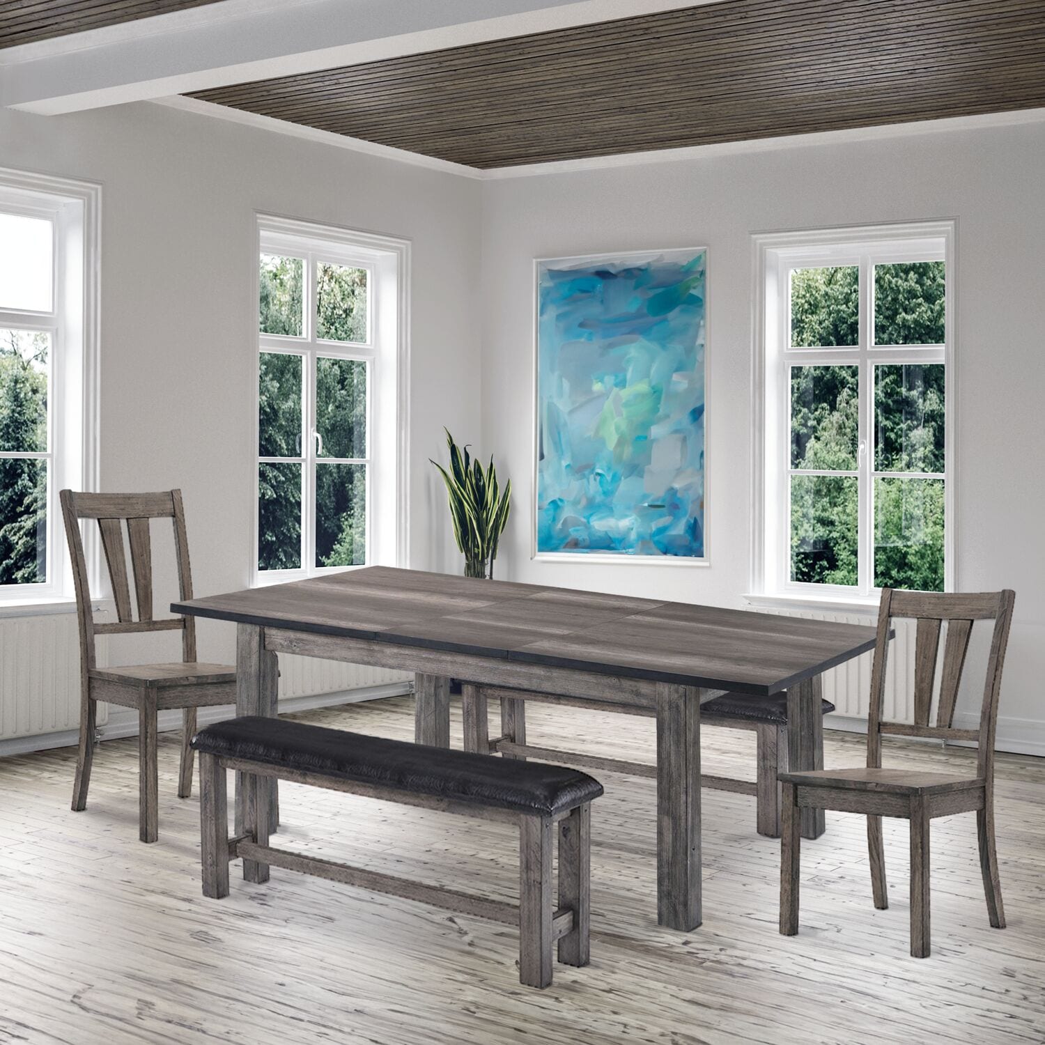 Cambridge 99001-WD5PC2-WG Brown Contemporary/Modern Dining Room Set with Rectangular Table (Seats 4)
