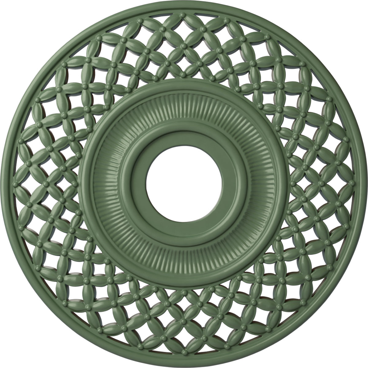 Ekena Millwork CM22RBAGF Robin 22.25-in W x 22.25-in L Painted Athenian Green Polyurethane Whole Ceiling Medallion
