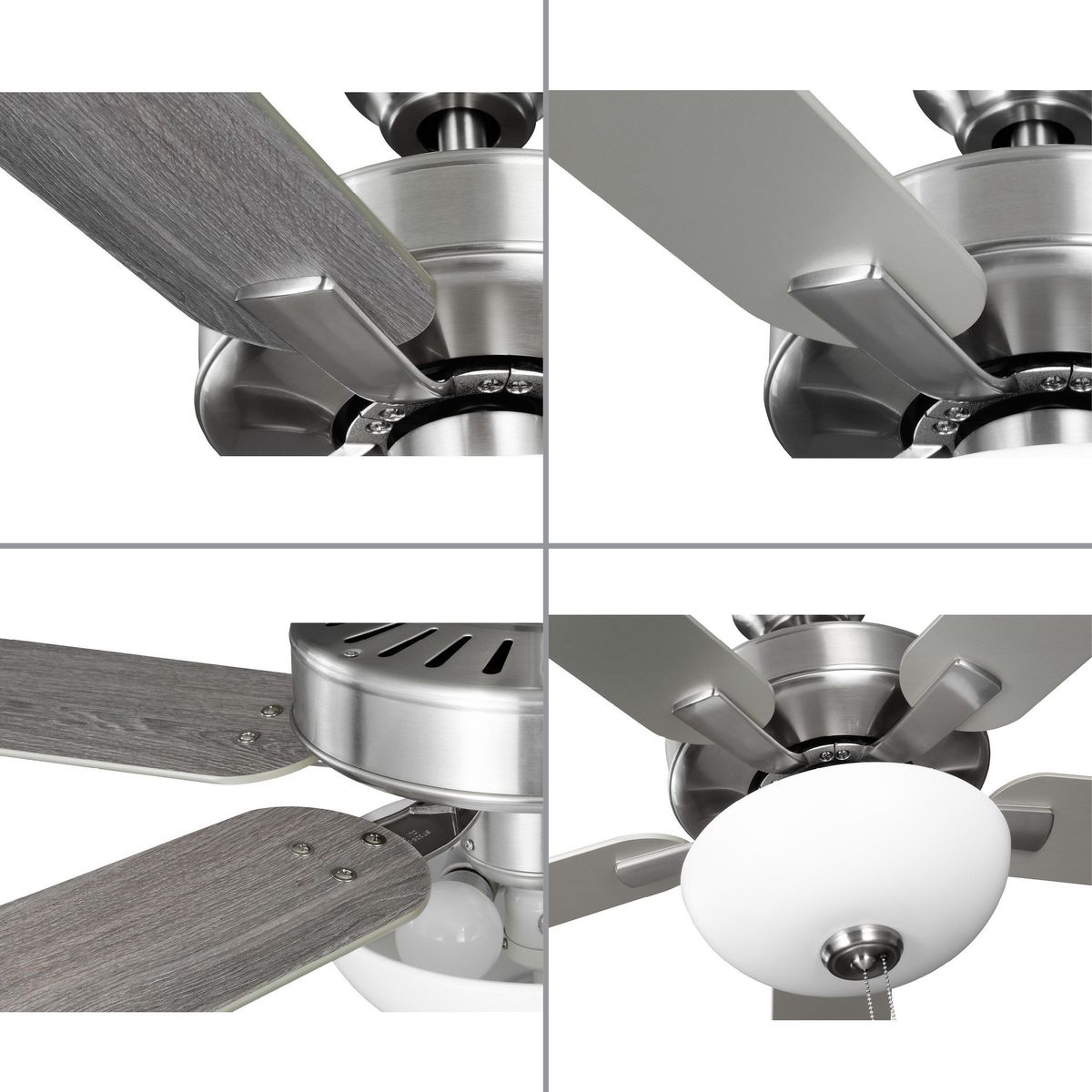 AirPro 52'' Brushed Nickel Ceiling Fan with Light and Reversible Blades