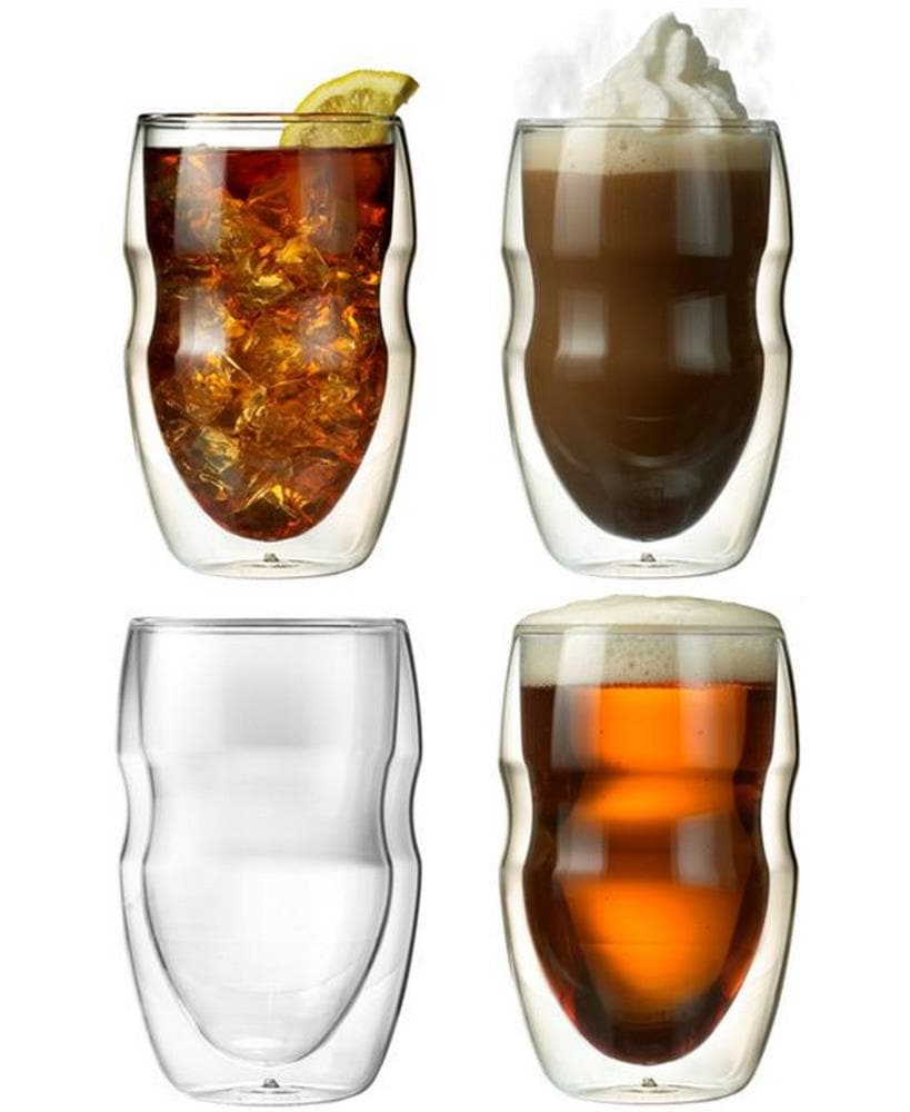 Ozeri Clear Curva Artisan Series Double Wall Beverage Glasses - Set of 4  Unique 8 oz Drinking Glasses in the Drinkware department at