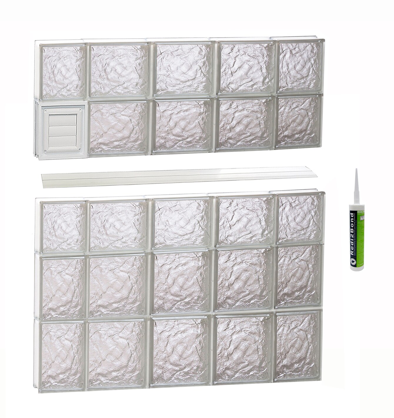 REDI2SET D3638IS Ice Glass 34-3/4-in x 36-3/4-in Frameless Replacement Dryer vent Glass Block Window