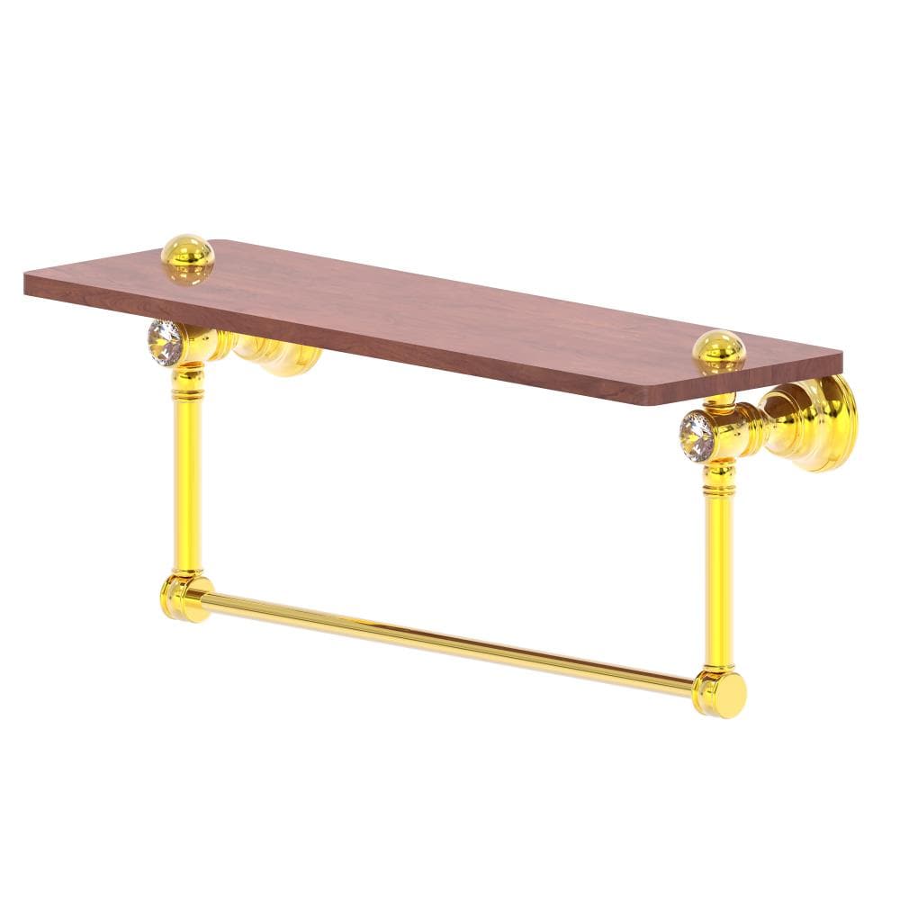 Allied Brass CC-1-16-TB-IRW-PB Carolina Crystal Polished Brass Wall mount Bathroom Shelf ( 16-in x 7-in x 5-in )