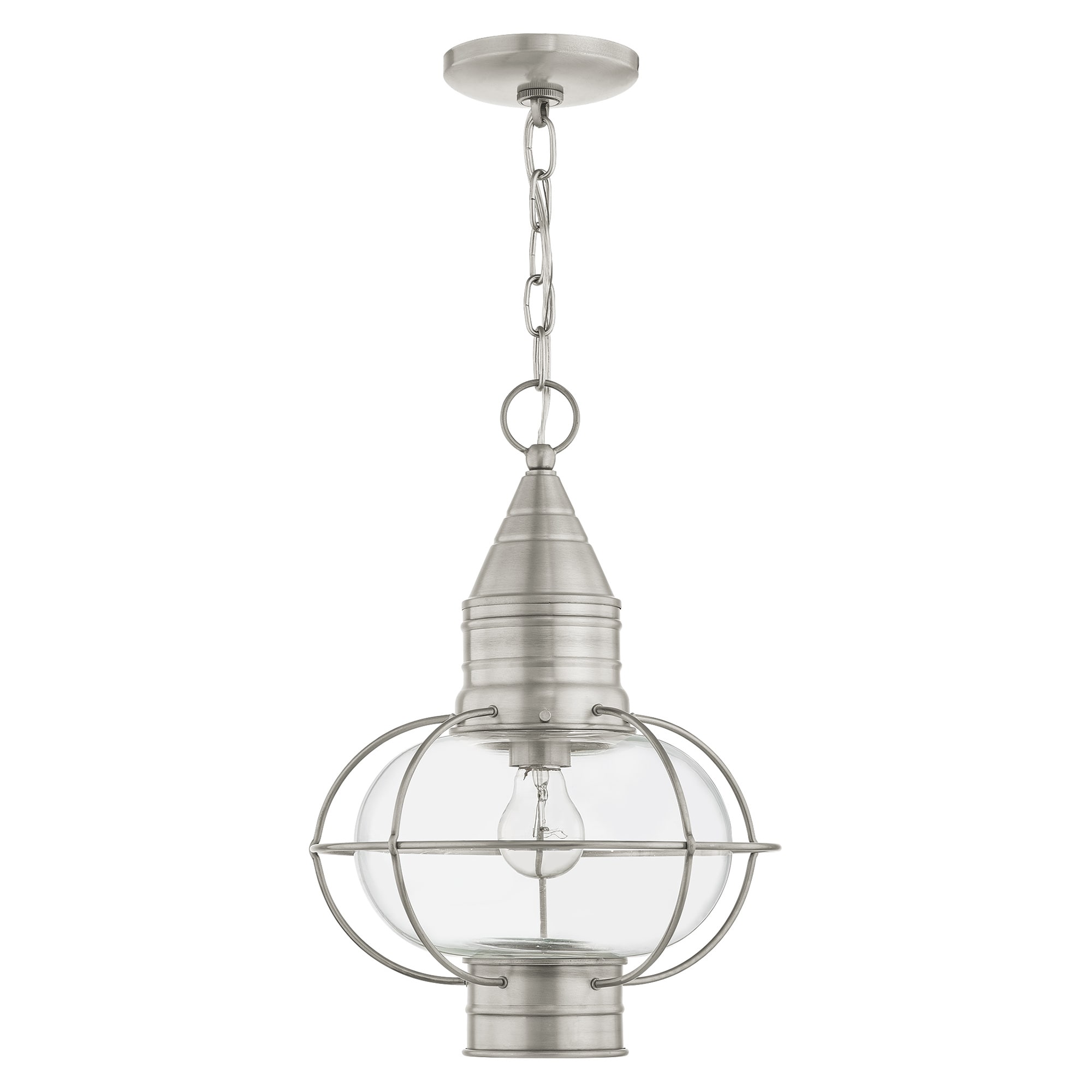 Brushed Nickel Globe Pendant Light with Clear Glass Shade