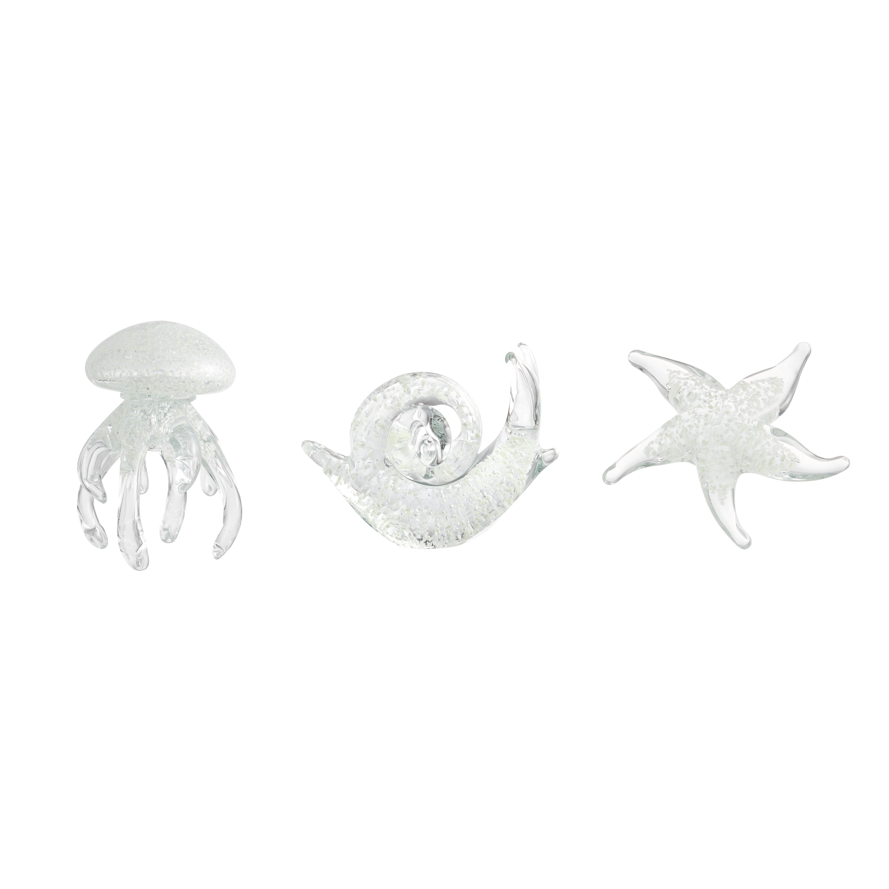 Danya B. 3-Pack Glow in the Dark Glass Starfish Snail Jellyfish Sculpture Set