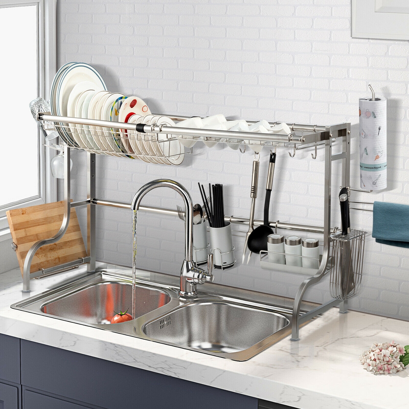 happimess 14.5-in W x 17.25-in L x 12-in H Stainless Steel Dish Rack and  Drip Tray in the Dish Racks & Trays department at