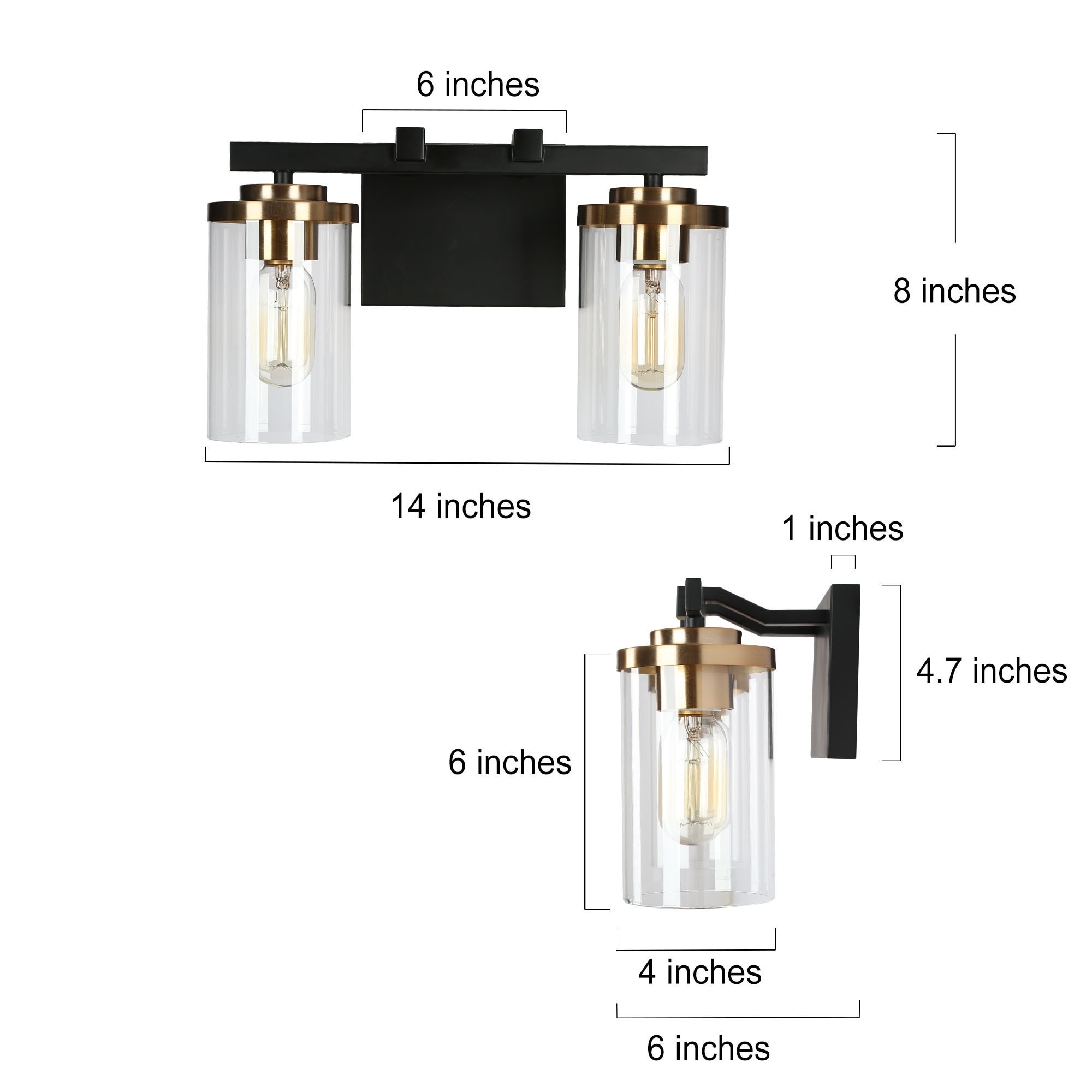 ZEVNI Mavis 14.1-in 2-Light Matte Black and Gold LED Transitional ...