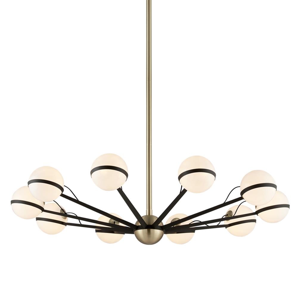Troy Lighting F5306 Ace 10-Light Textured Bronze and Brushed Brass Transitional Dry rated Chandelier