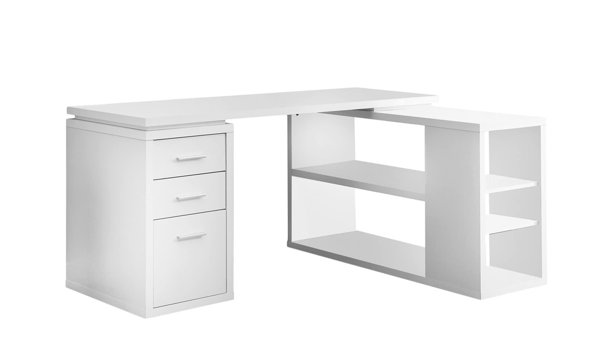 Monarch Specialties 60-in White Modern/Contemporary Rubberwood L-shaped ...