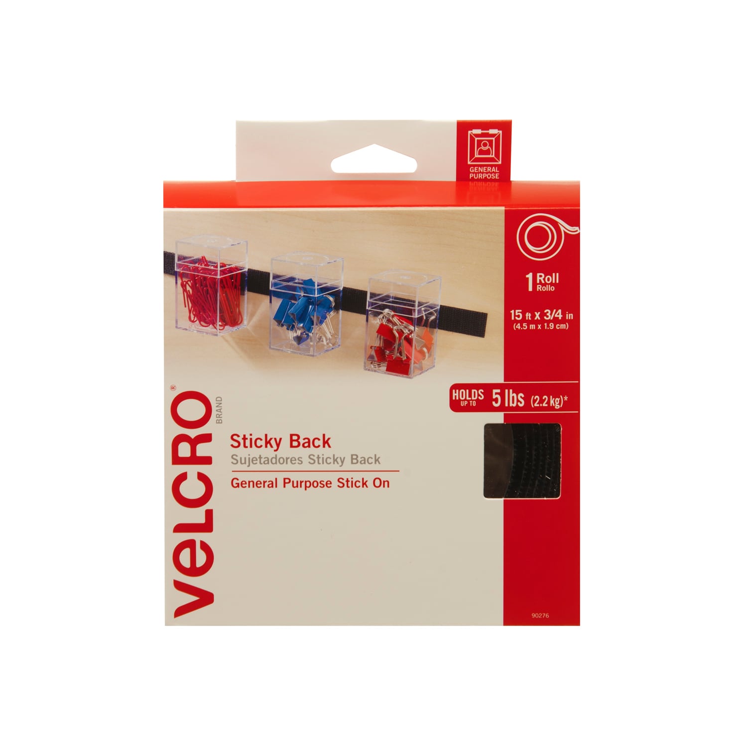 VELCRO Brand Sticky Back 15ft x 3/4in Roll Black 180-in Hook and Loop  Fastener 100-lin ft in the Specialty Fasteners & Fastener Kits department  at