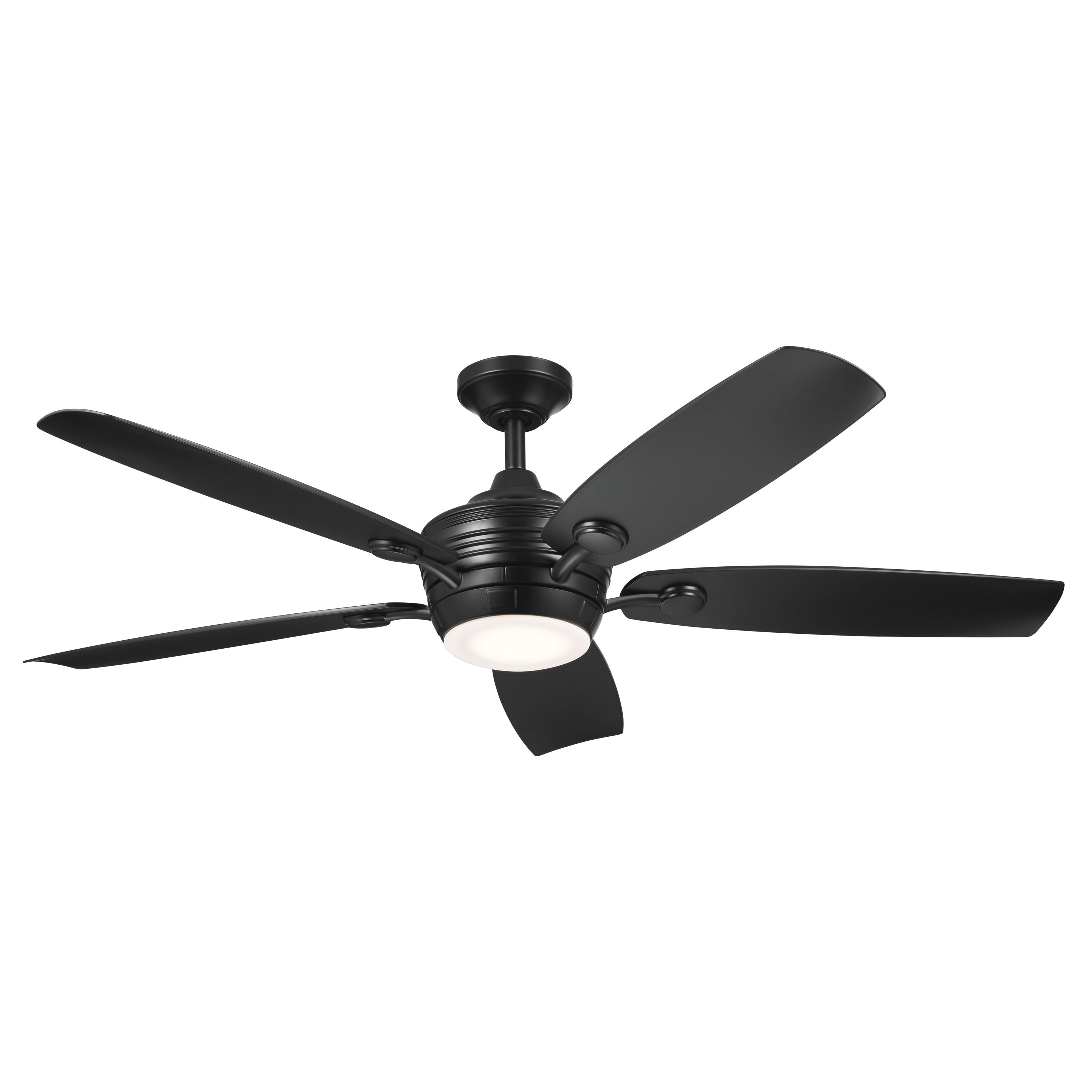 Kichler 310130SBK Tranquil 56-in Integrated LED Outdoor Satin Black with Satin Black Blades Ceiling Fan With Light - Remote Included ( 5 -Blade )