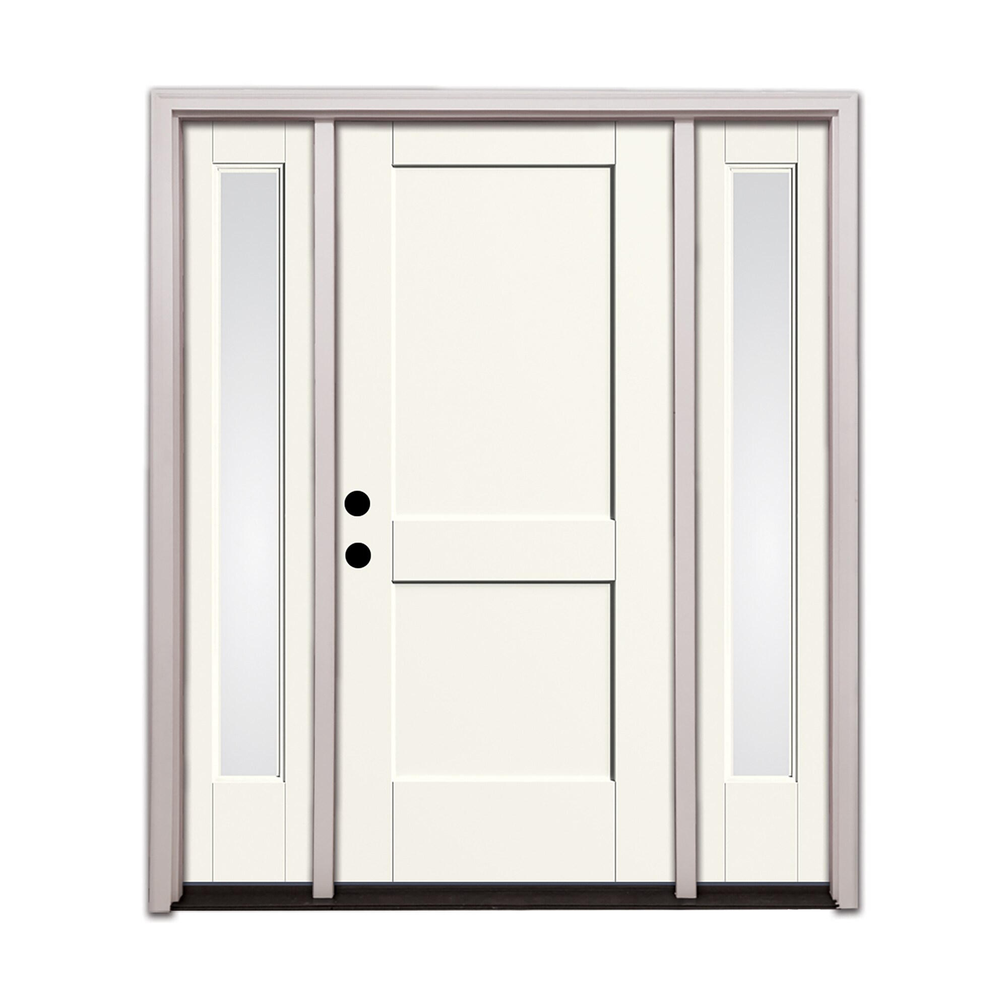 Therma-Tru 64-in x 80-in Fiberglass No Glass Painted Prehung Front Door with Sidelights and Brickmould Insulating Core