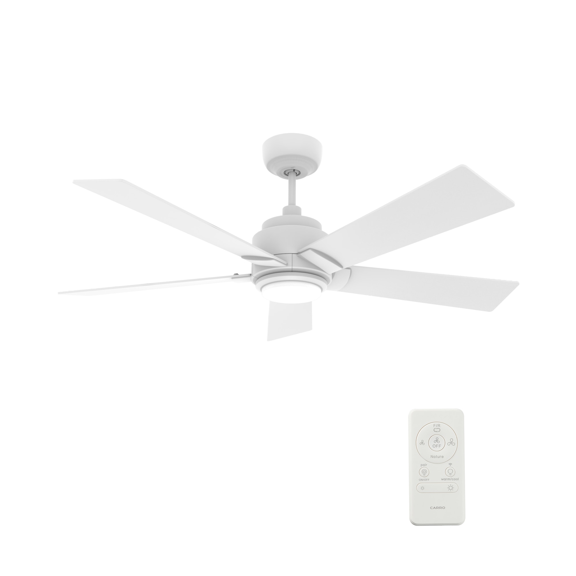 CARRO USA Aspen 56-in White Indoor/Outdoor Smart Ceiling Fan with Light and Remote (5-Blade) LS565J1-L11-W1-1 Sansujyuku sansujyuku.com