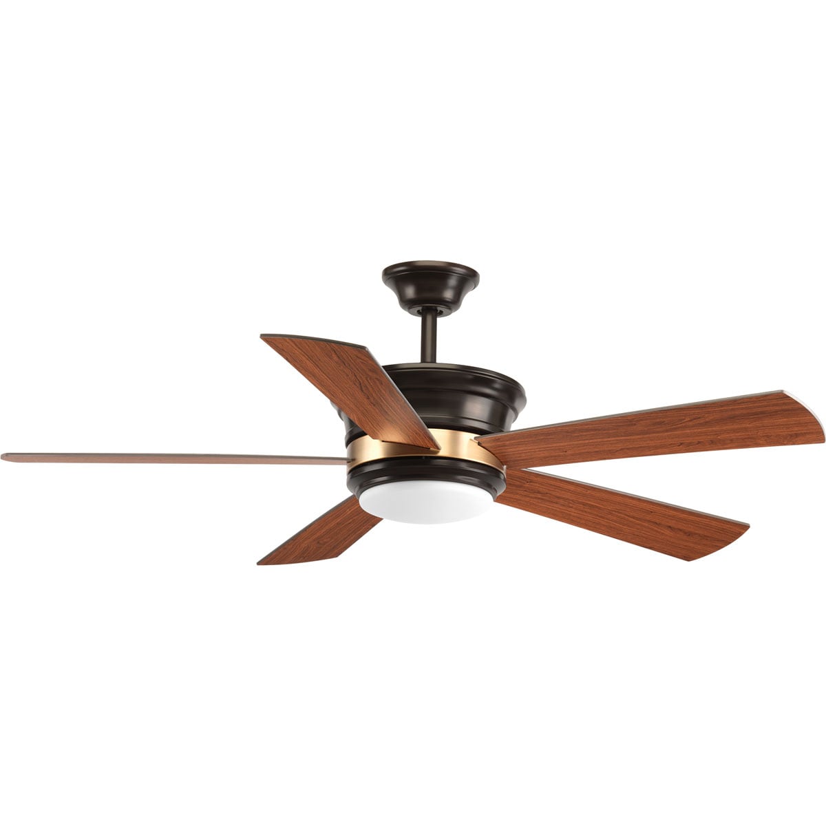 Progress Lighting P2540-2030K Harranvale 54-in Integrated LED Antique Bronze with Walnut/Medium Cherry Blades Ceiling Fan With Light - Remote Included ( 5 -Blade )