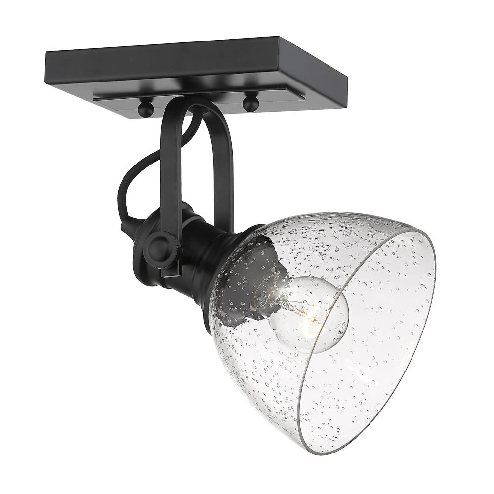 Black and Clear Glass Semi-Flush Ceiling Light