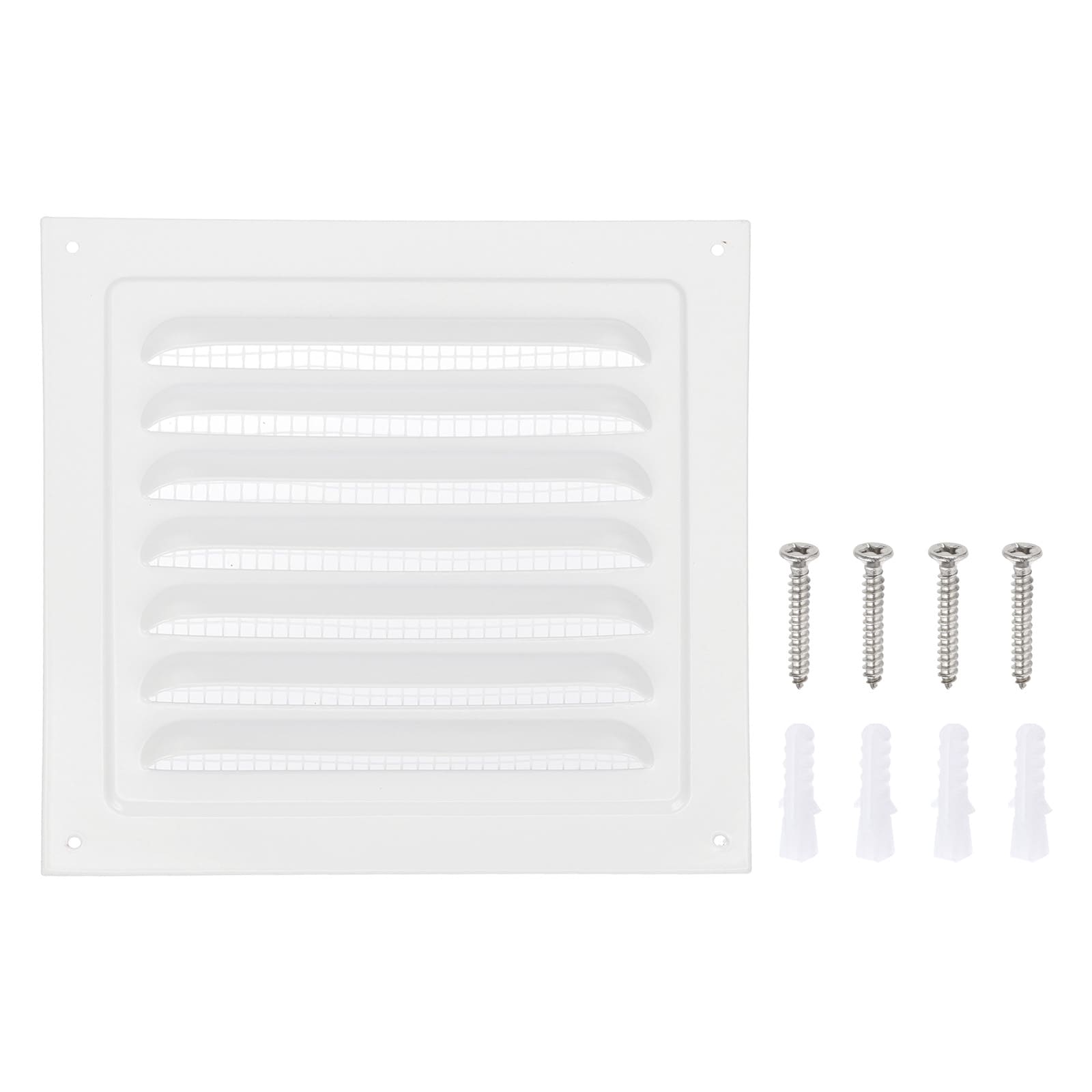 PATIKIL 7x7inch Attic Vent Soffit Vent Aluminum Alloy Rectangular Floor HVAC Air Vent Covers Metal Return Grille Louver with Screen Mesh and Screw for Wall Ceiling Attic Doors Home