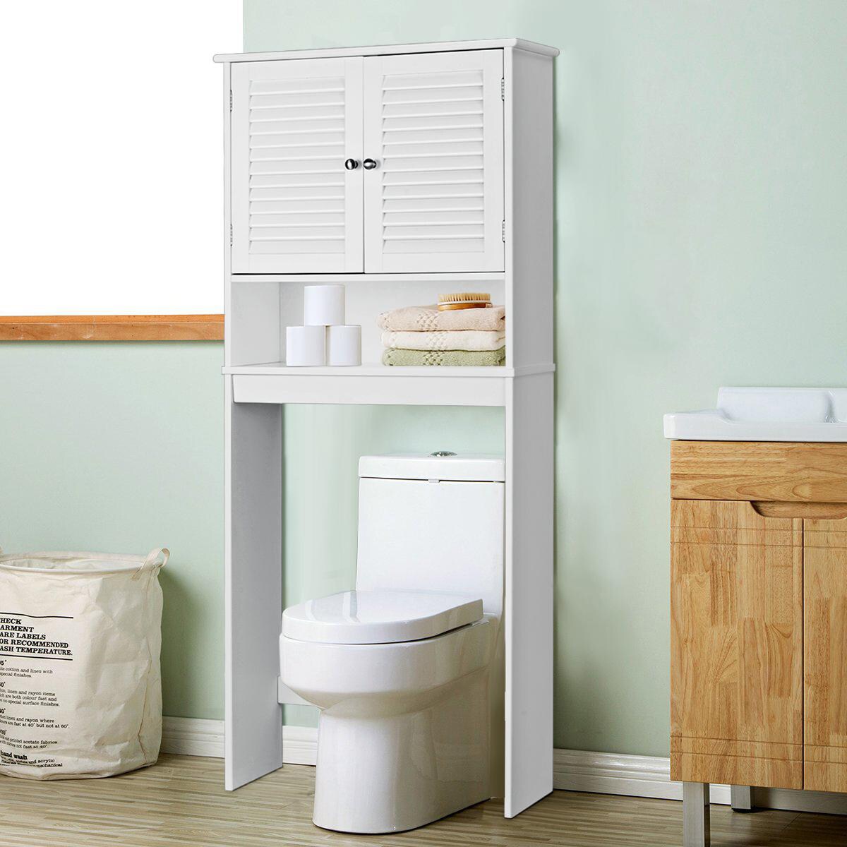 Costway 3 Shelf Over The Toilet Bathroom Space Saver Towel Storage Rack  Organizer White