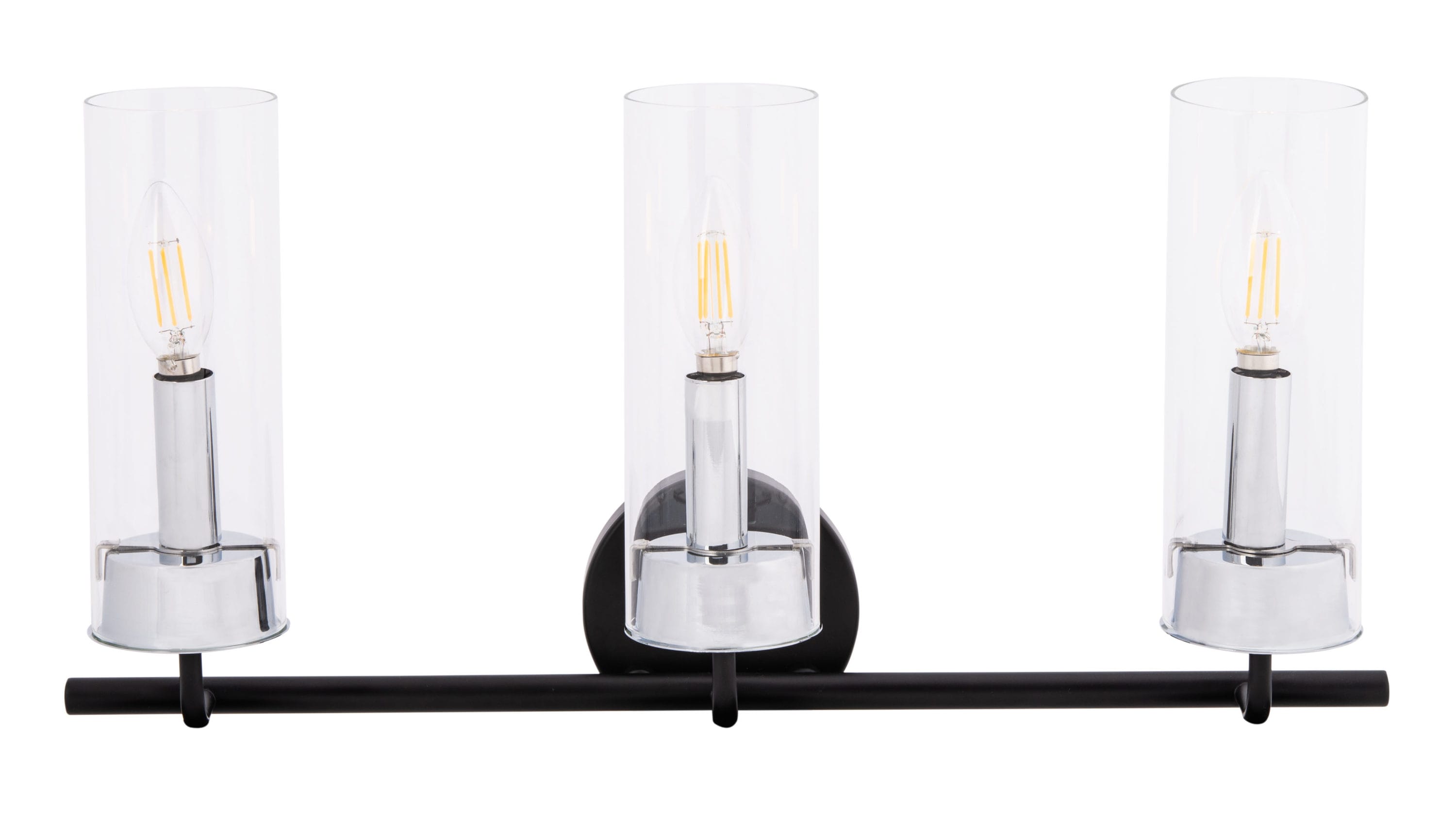 Remery Matte Black and Chrome 3-Light Vanity Sconce