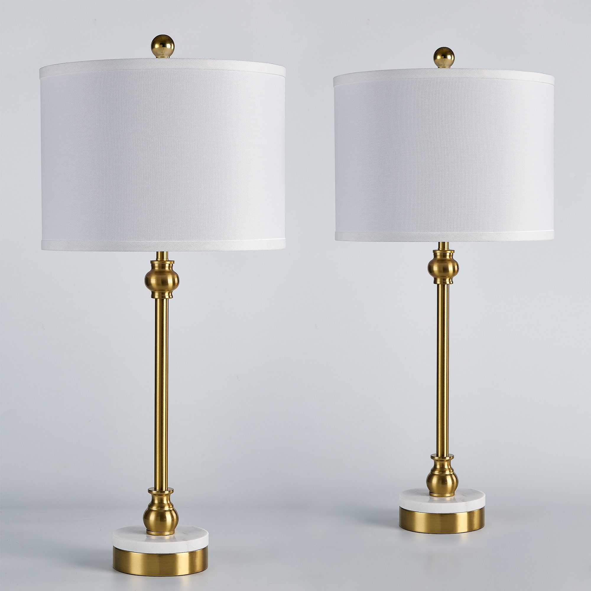 Maxax T264-GD Deluxe 28.3-Inches Brass and White LED Incandescent Rotary socket Table Lamp with Linen Shade 2 -Set