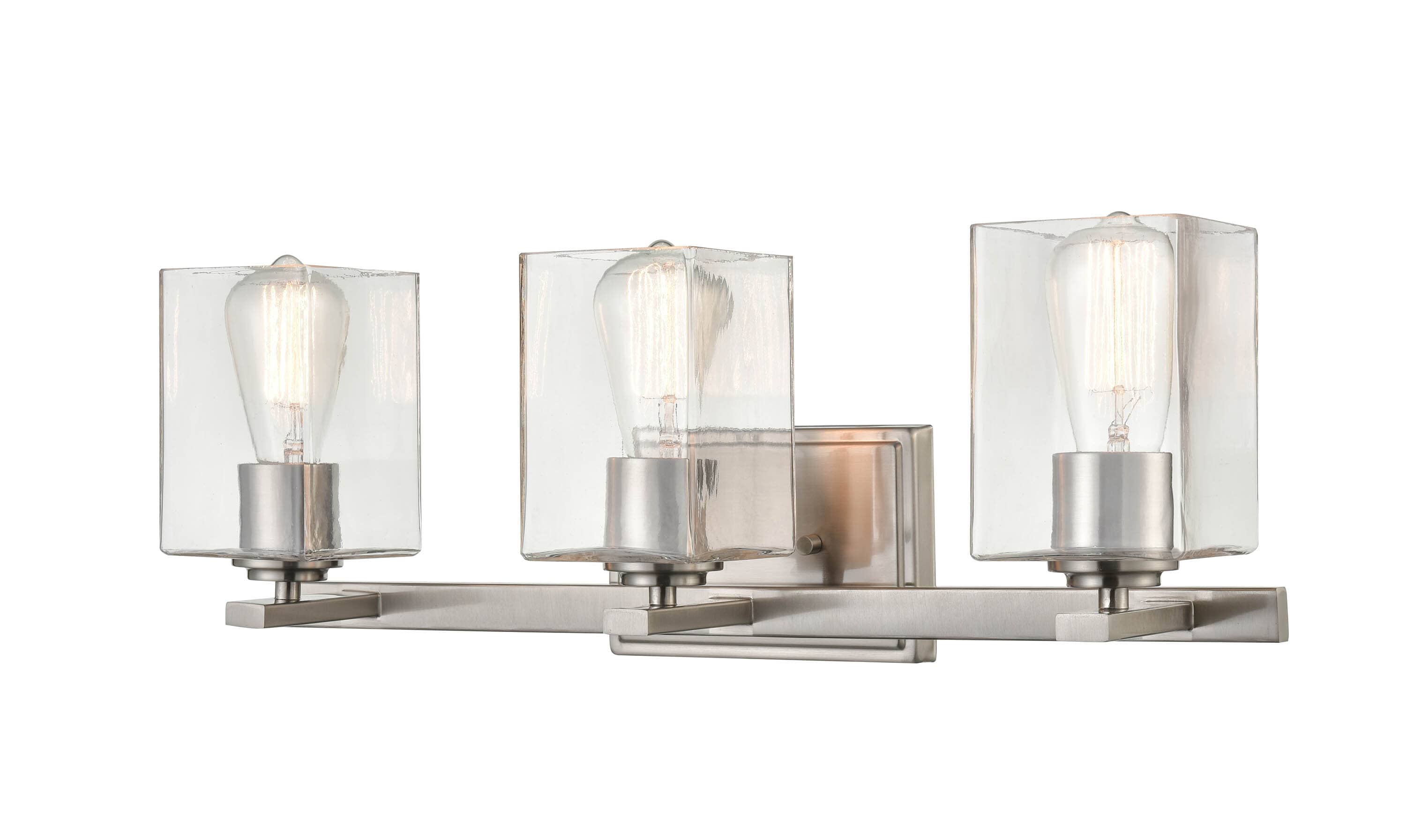 Elegant Brushed Nickel 3-Light Vanity Fixture with Clear Glass Shades