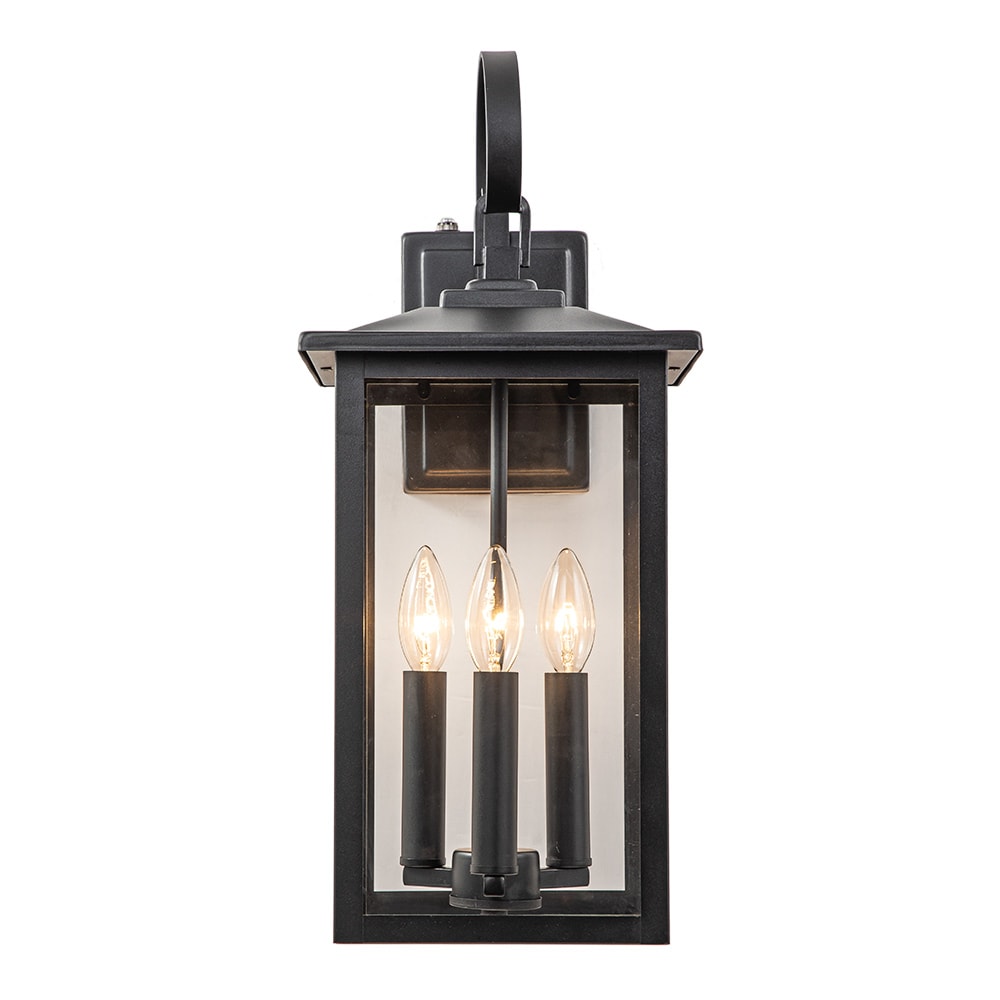 HUOKU PD1050491 El campo 3 -Light 19.7-in H Matte Black Hardwired Dusk to Dawn Outdoor Wall Light
