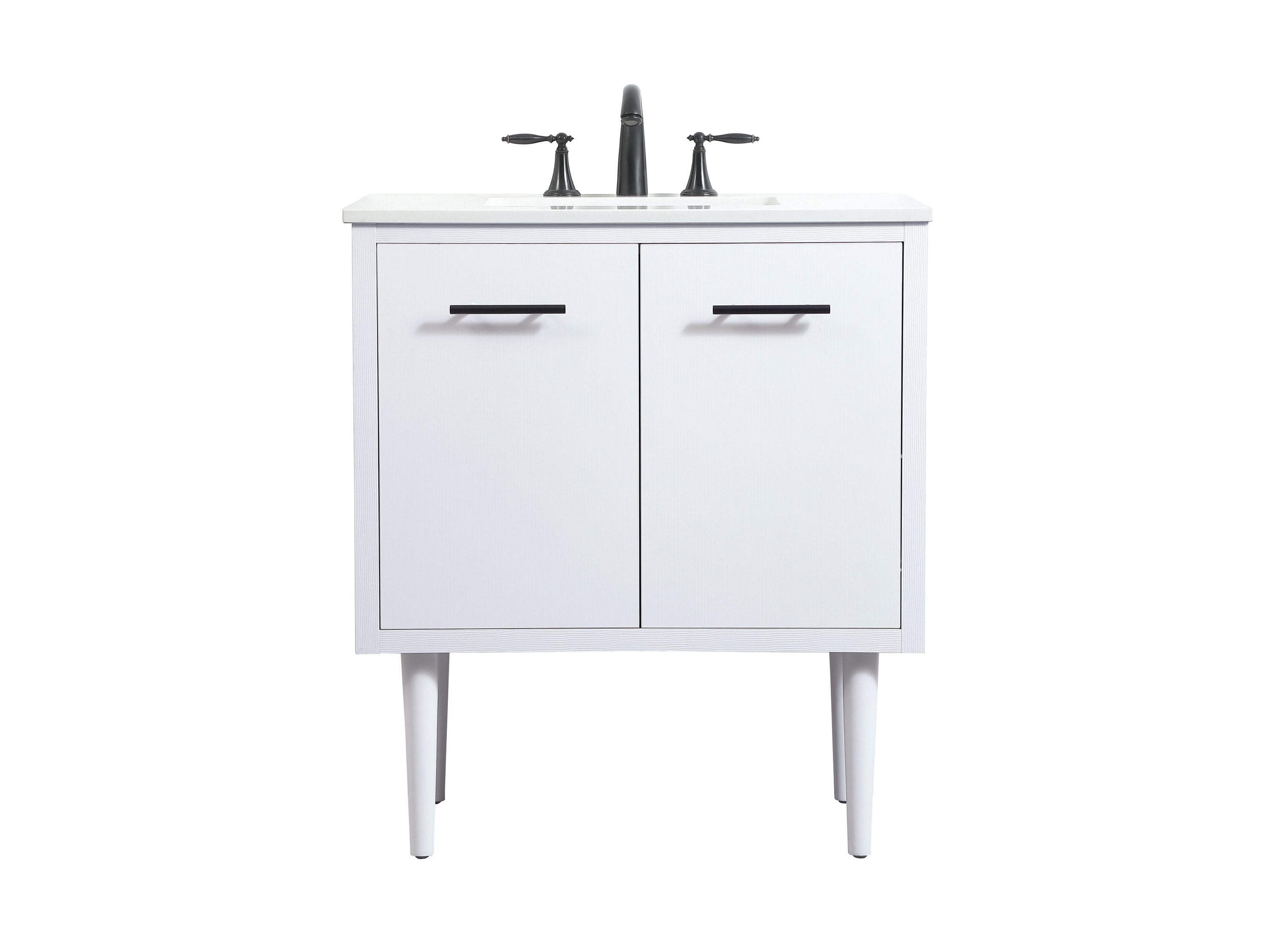 Elegant Decor HF144090MWH Home Furnishing 30-in White Undermount Single sink Floating Bathroom Vanity with Ivory White Engineered marble Top