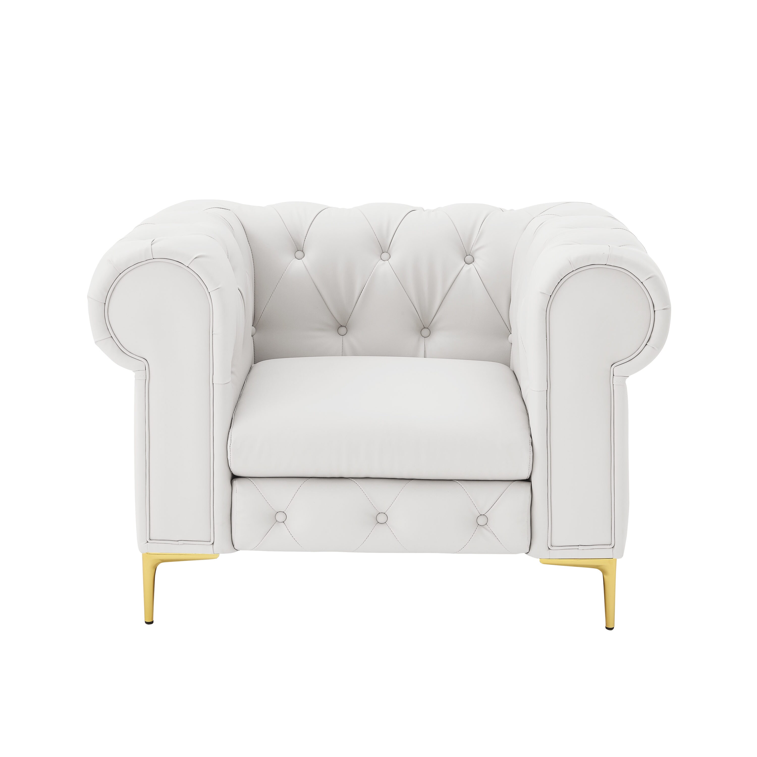 Nicole Miller NCC309-10WE-LS Modern White Faux Leather Club Chair