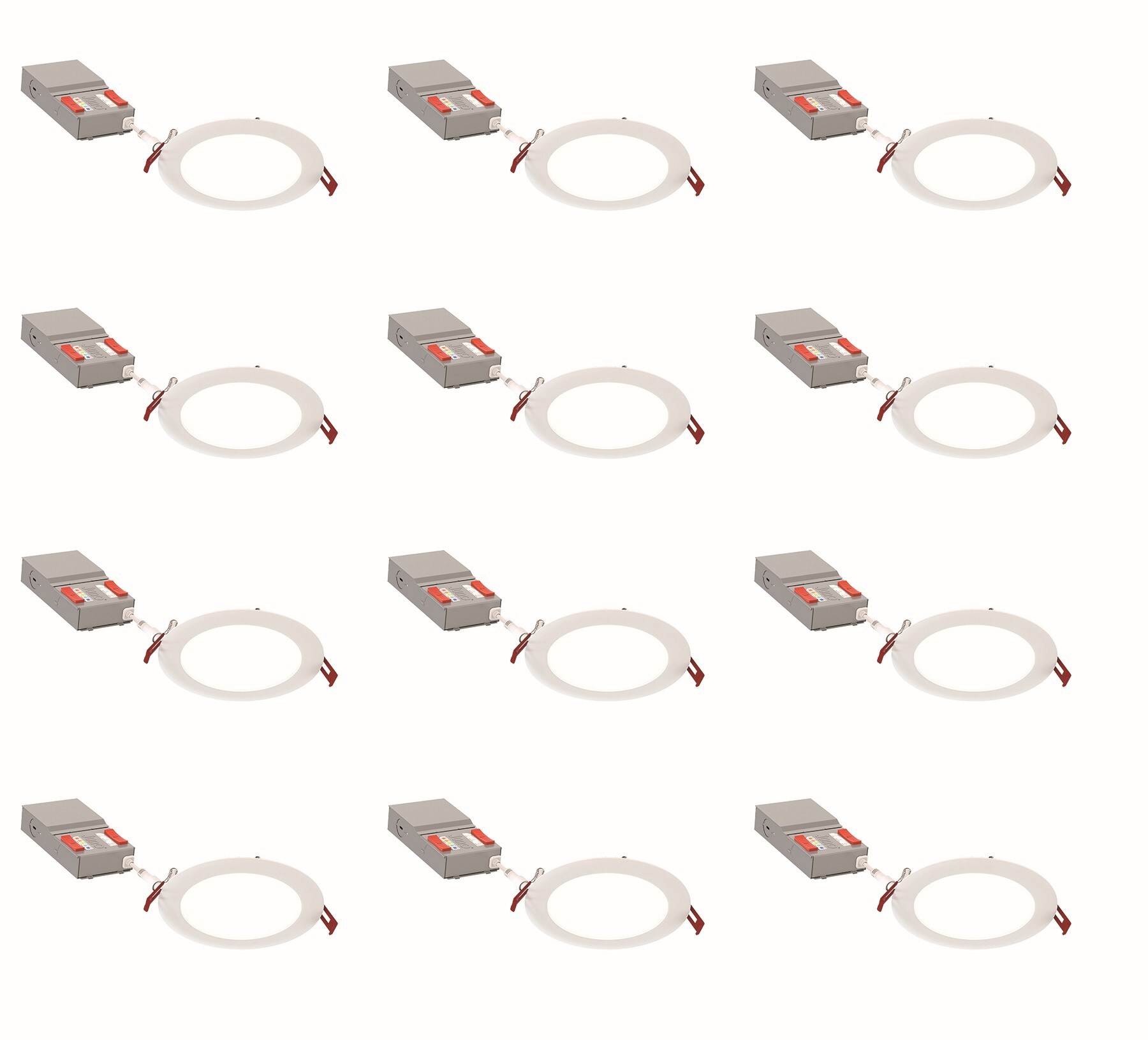 Juno White Matte 6-in 1300 -Lumens Switchable white Round Dimmable LED Canless Wet rated Recessed Downlight 12 -Pack