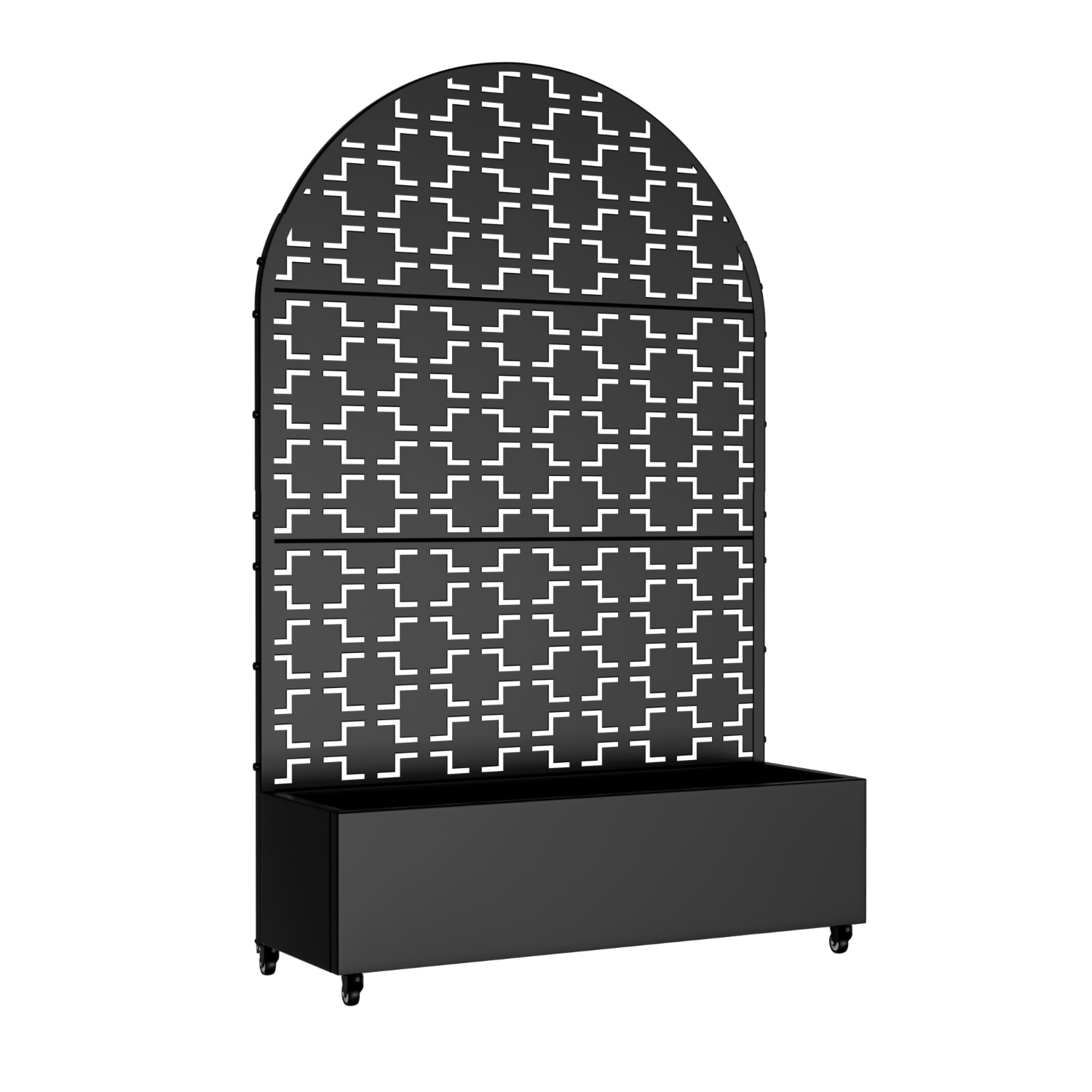 REIBII 6 ft. H x 4 ft. W Metal Planter Box privacy screen Garden Bed with Trellis and Wheels - Black