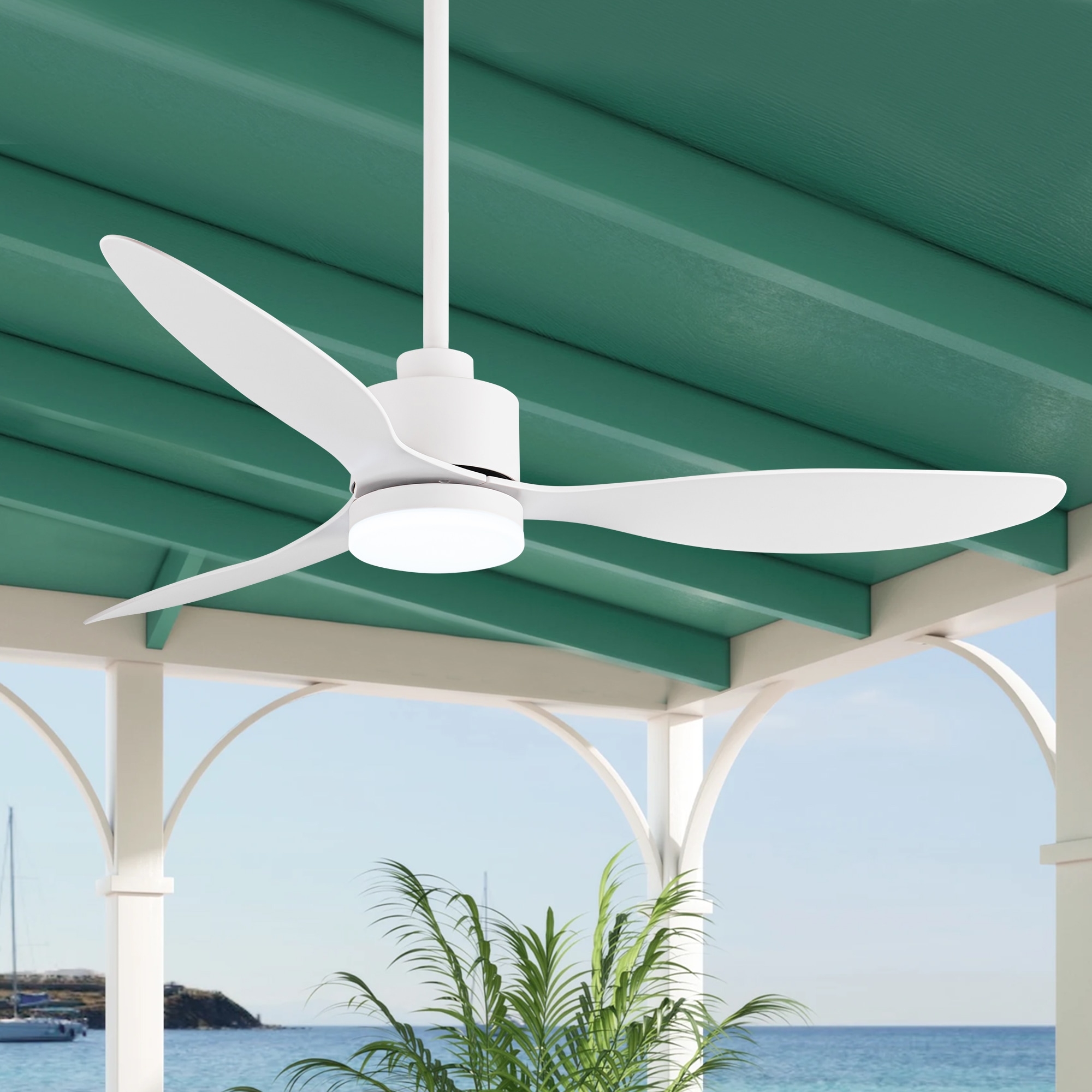 Breezary 30007-AW 52-in Color-Changing Integrated LED White with ABS Blades Propeller Ceiling Fan With Light - Remote Included ( 3 -Blade )