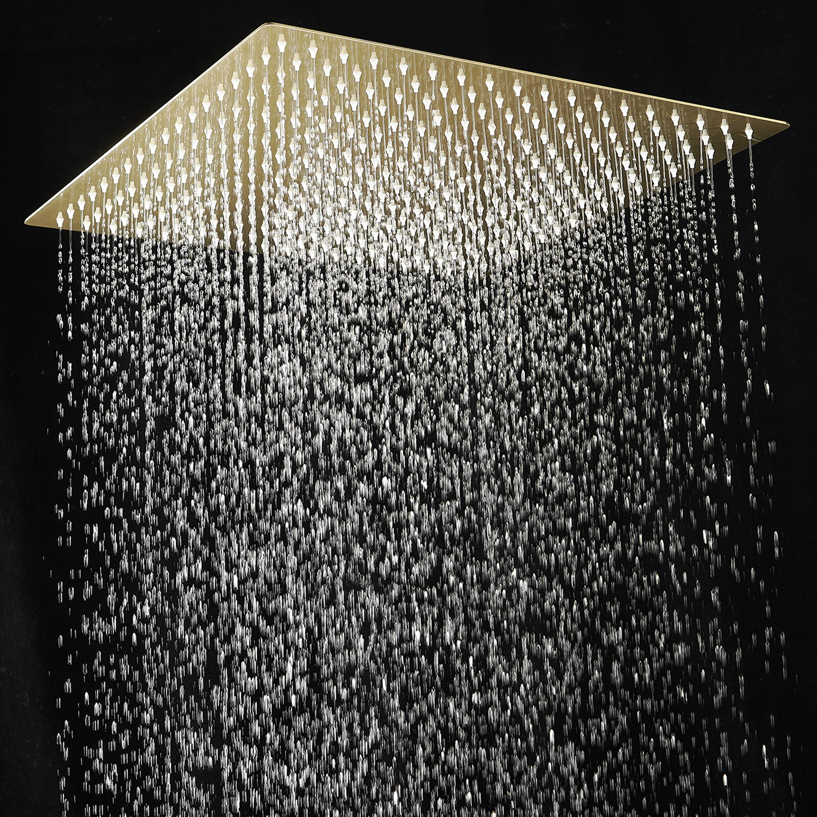1-Spray 16 in. Single Wall Mount Square Fixed Rain Shower Head in Brushed Gold