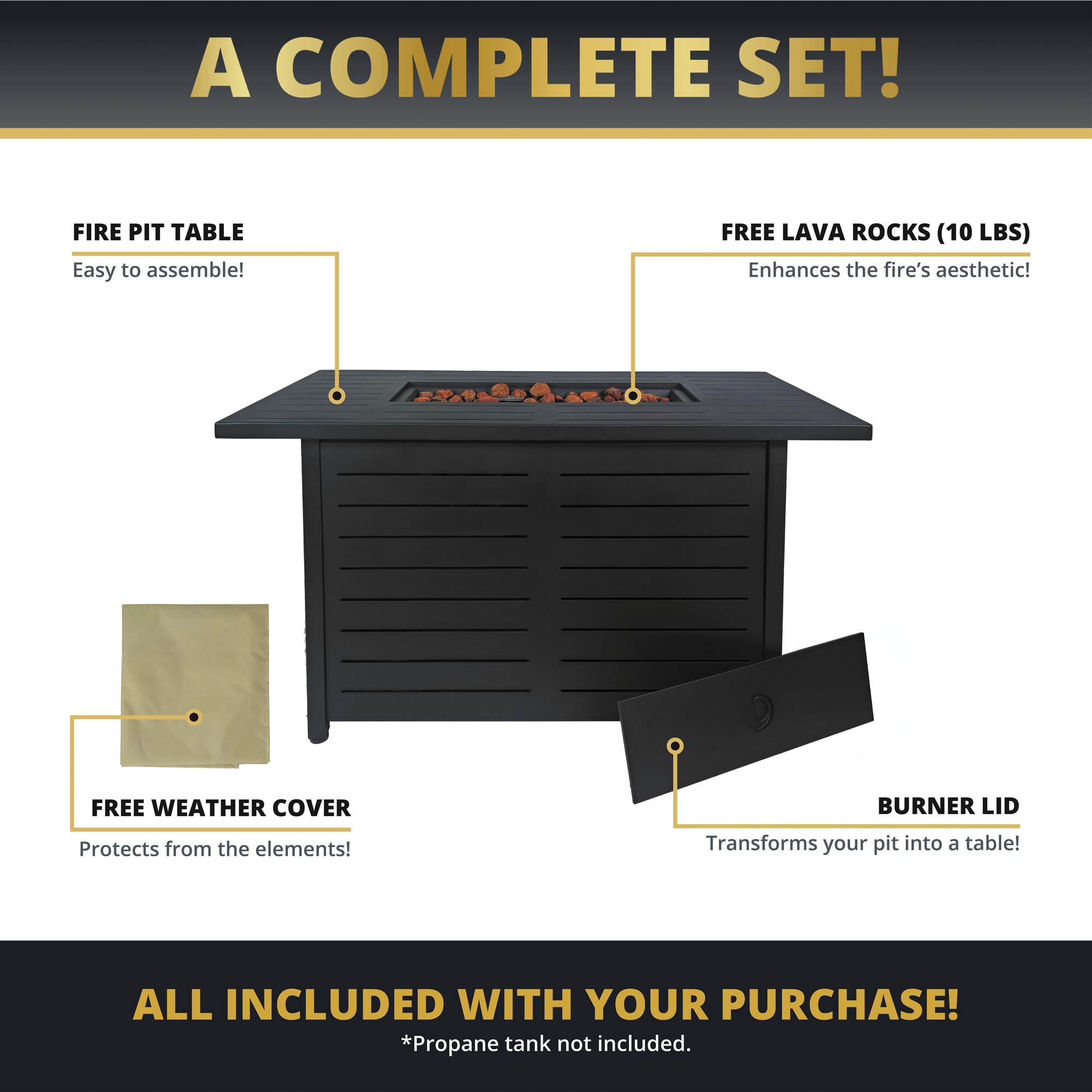 Kinger Home FP-007TBLK Outdoor-Gas-Firepits - View #7