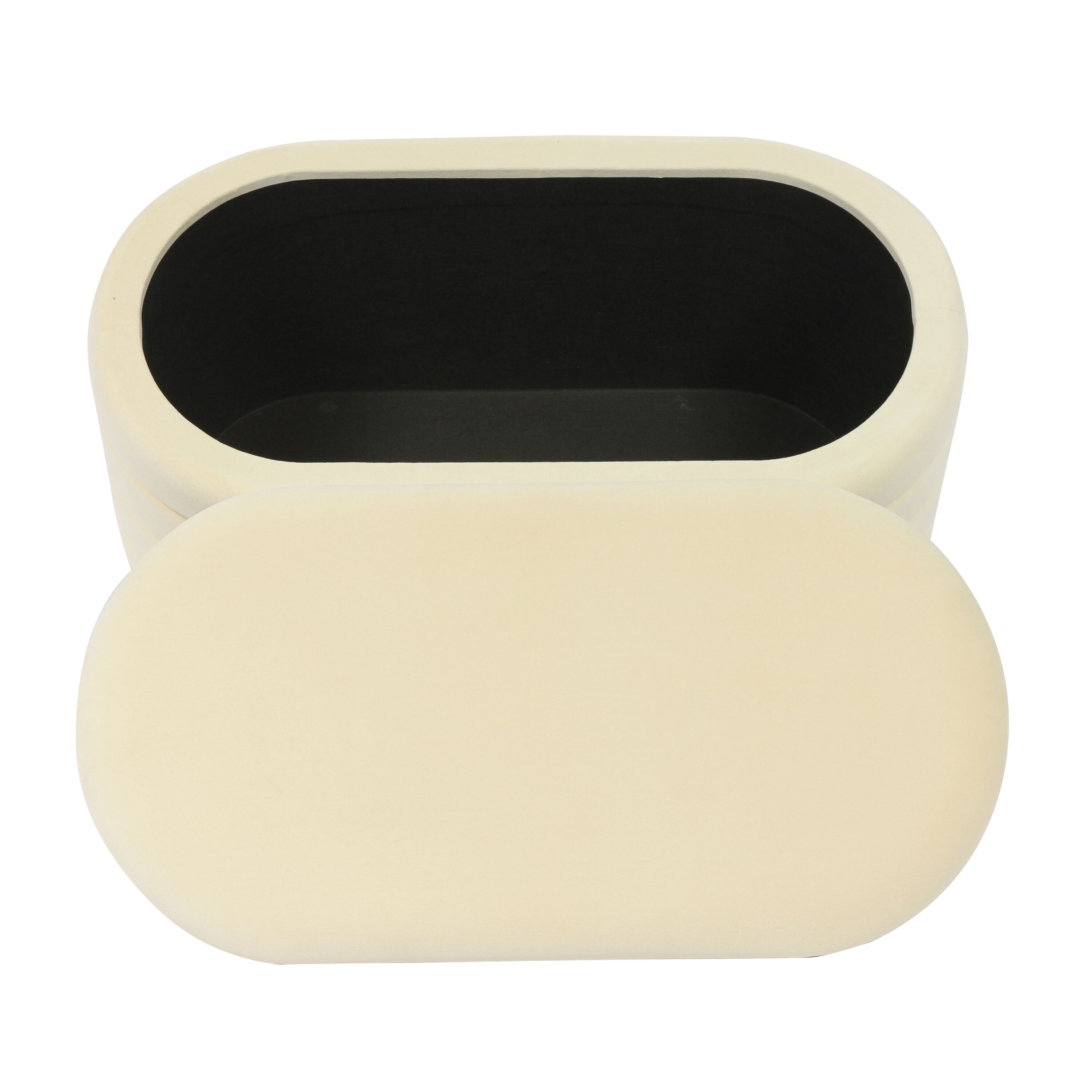 Cream Velvet Storage Bench with Gold Base