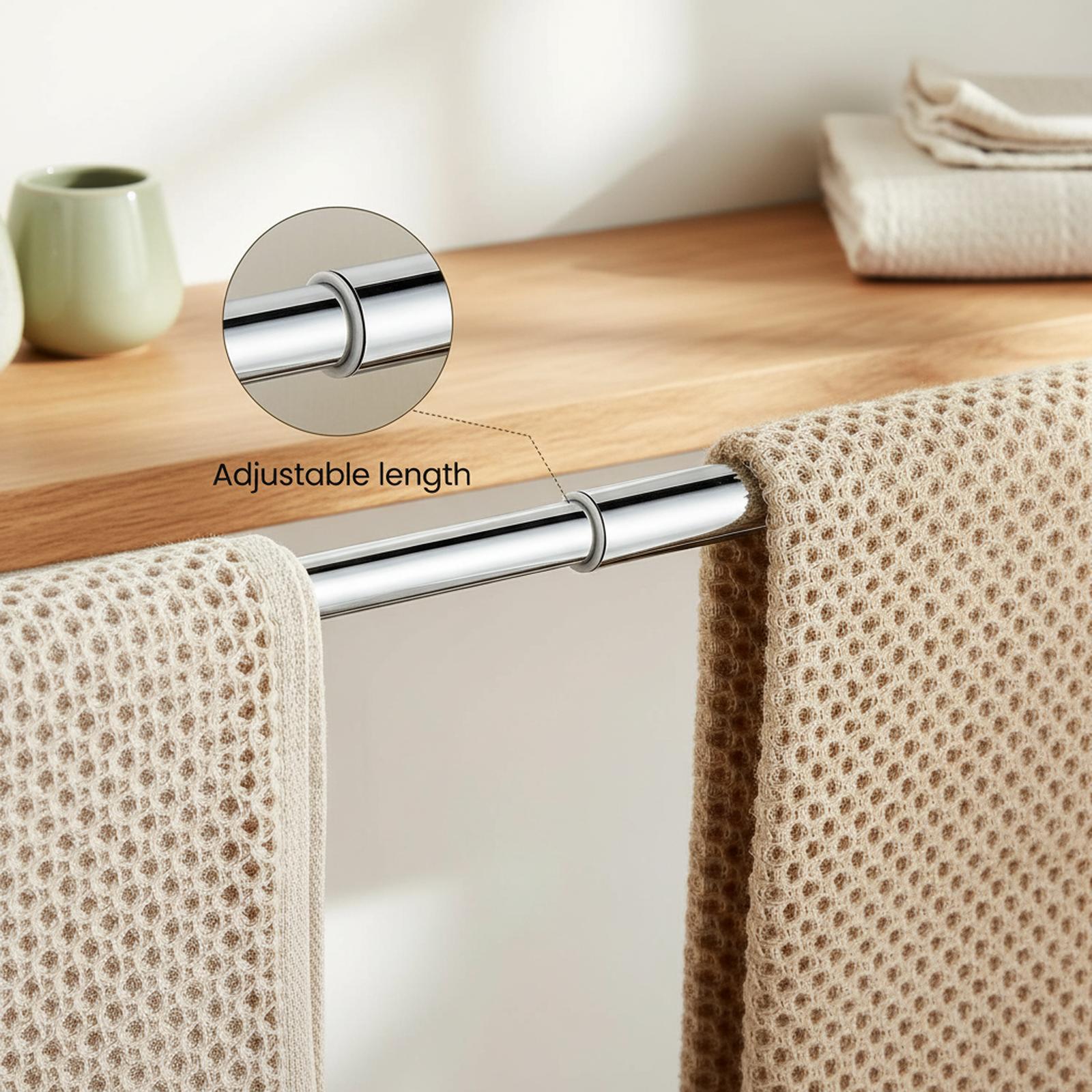 Paradigms Interiors Chrome Towel Bar Adjustable Crystal Rack Single ...