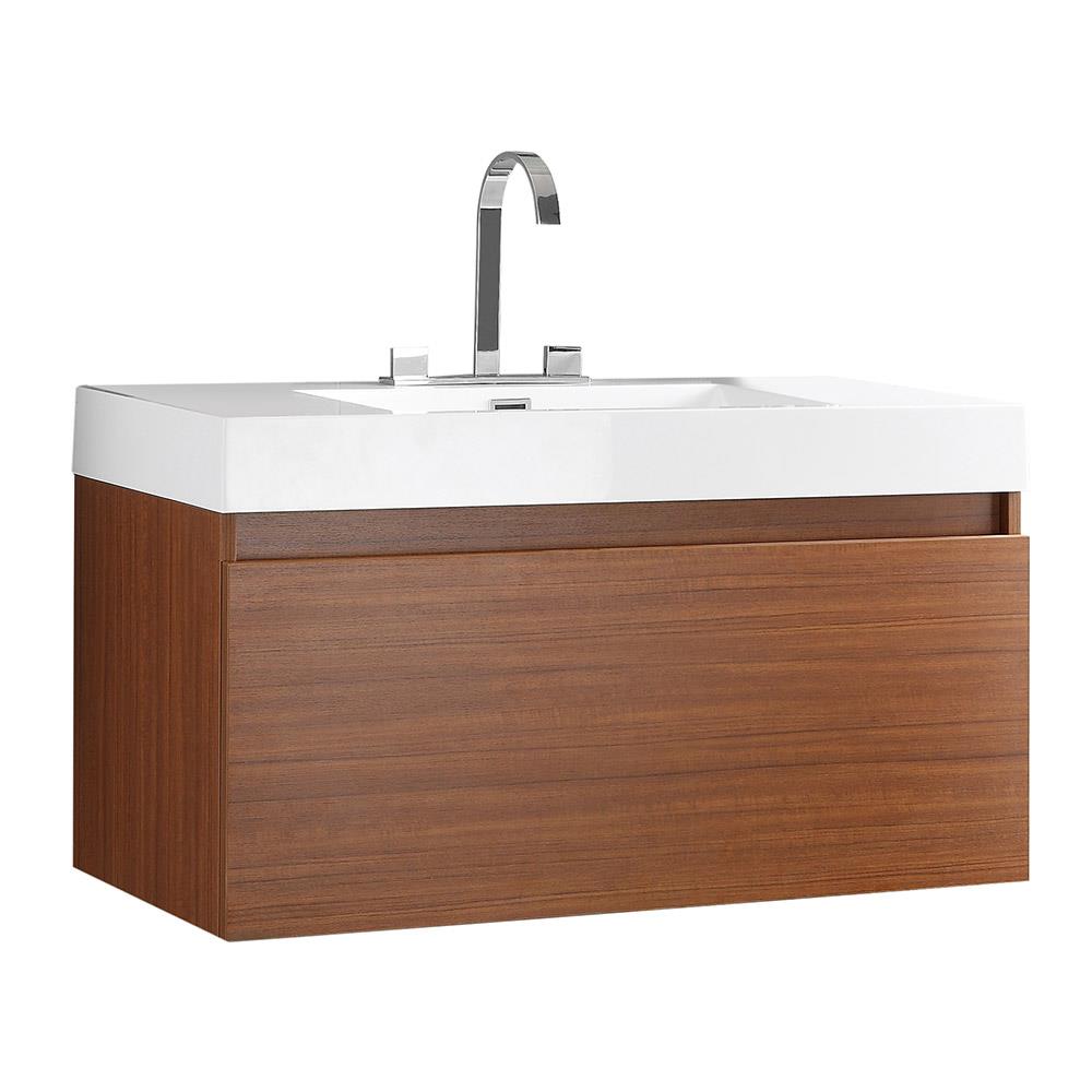 Fresca Mezzo 39 Modern Bathroom Vanity w/ Medicine Cabinet, Teak