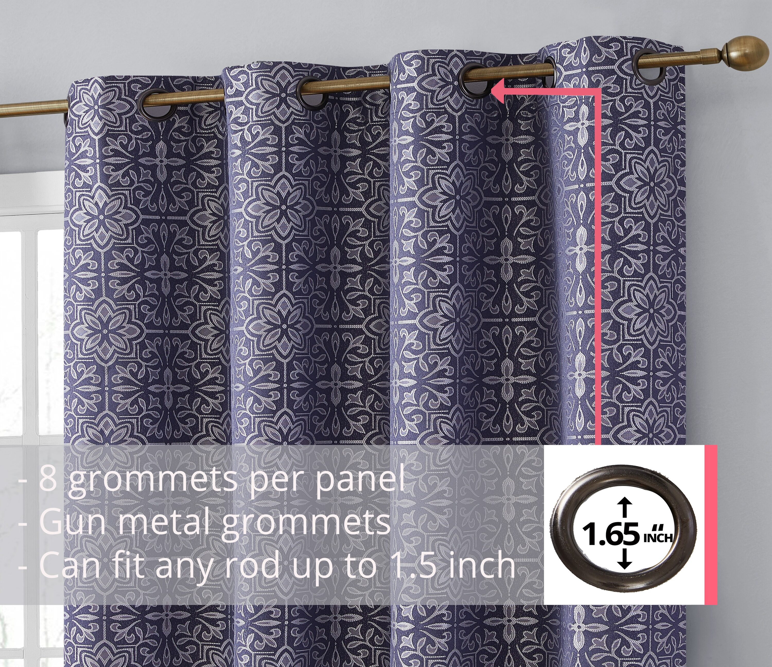 HLC.me MIA-BLKT-NVY96 curtains - View #3