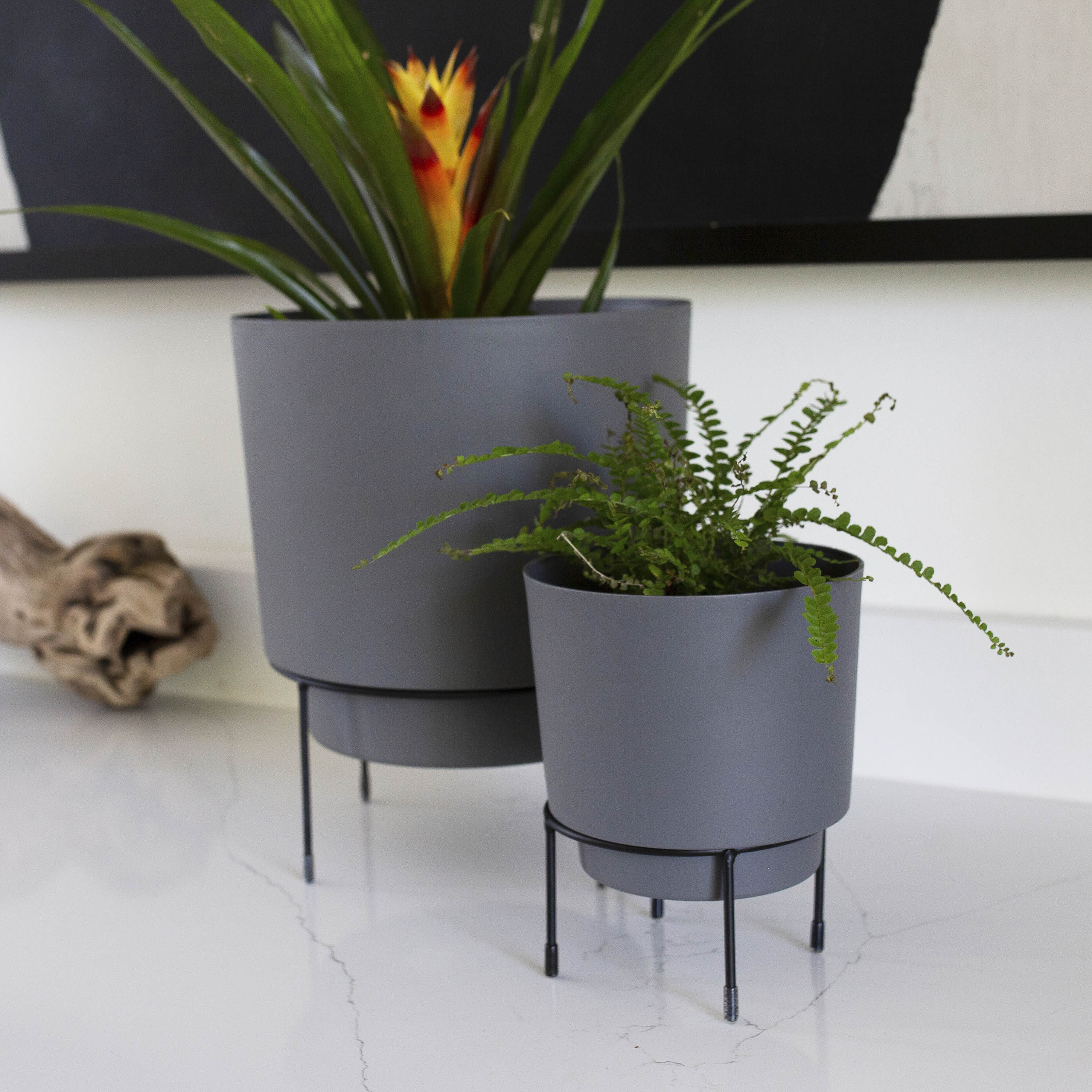 Bloem Round 10-in W Medium Gray Plastic Contemporary/Modern Indoor ...