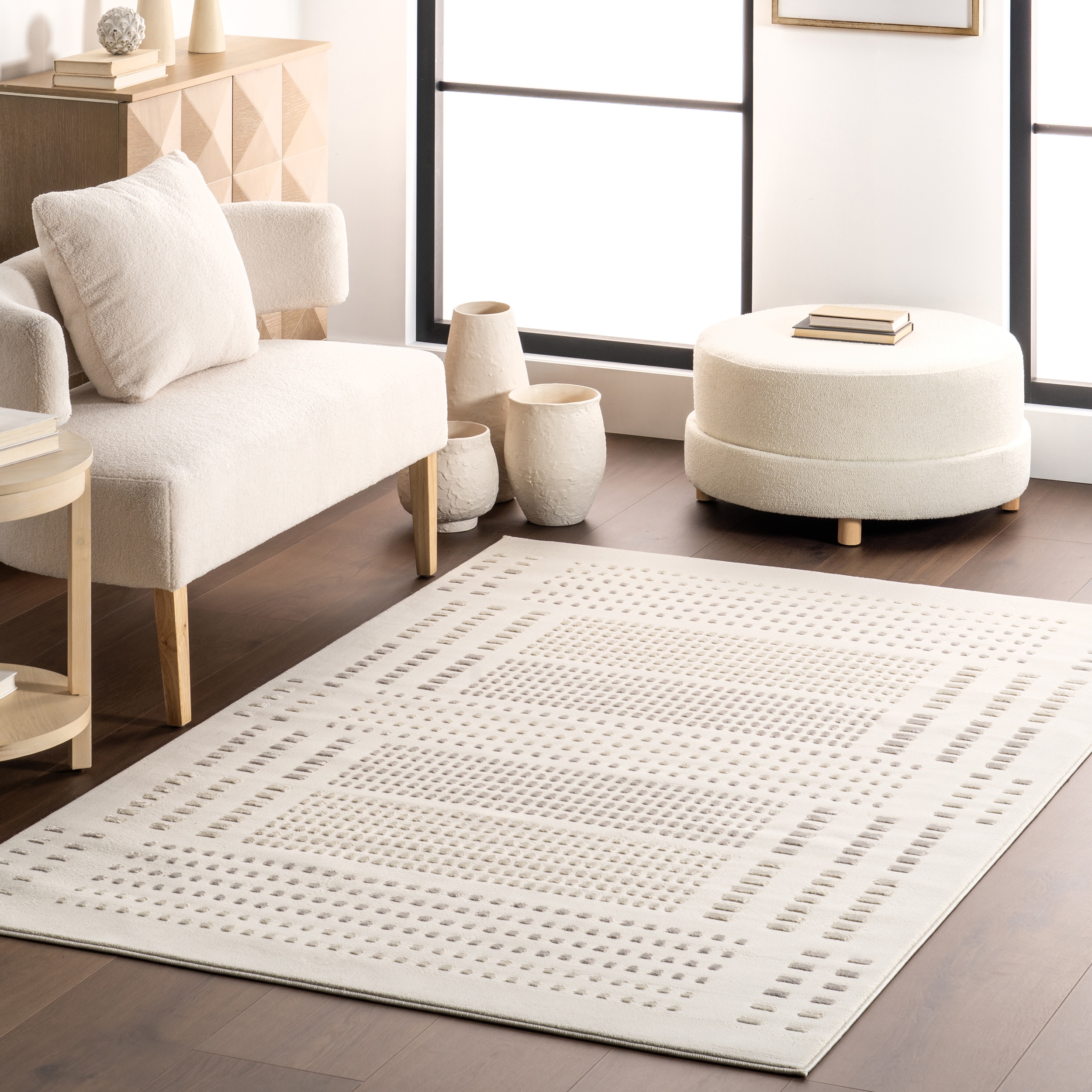 nuLOOM 200MEGR06A-R606 Rowyn Geometric Machine Washable 6' Area Rug in Cream