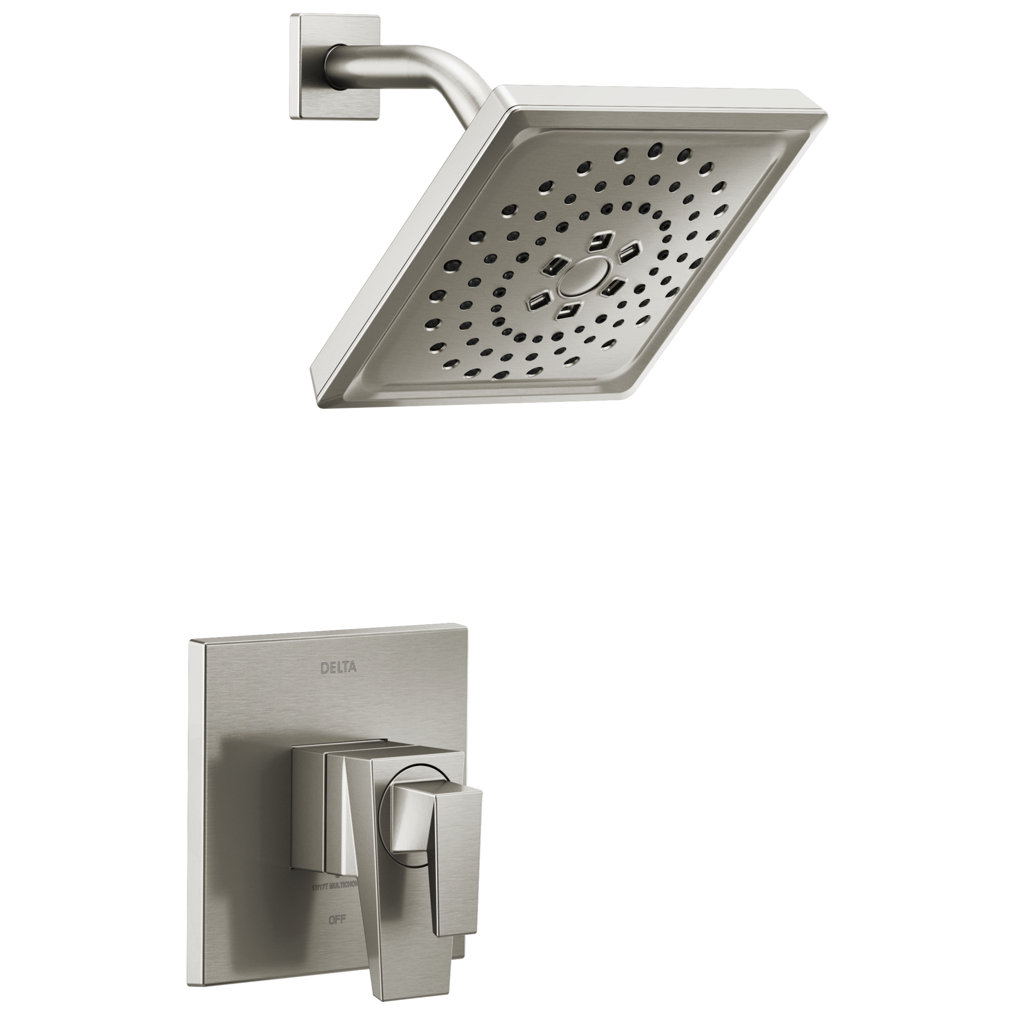 Delta T17243-SS-PR Trillian Lumicoat Stainless 2-handle Multi-function 7.625-Inches Square Bathtub and shower Faucet