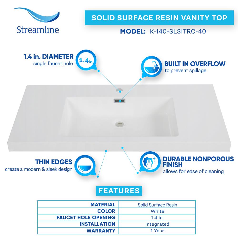 Streamline K-140-SLSITRC-40 Vanity-Tops - View #5