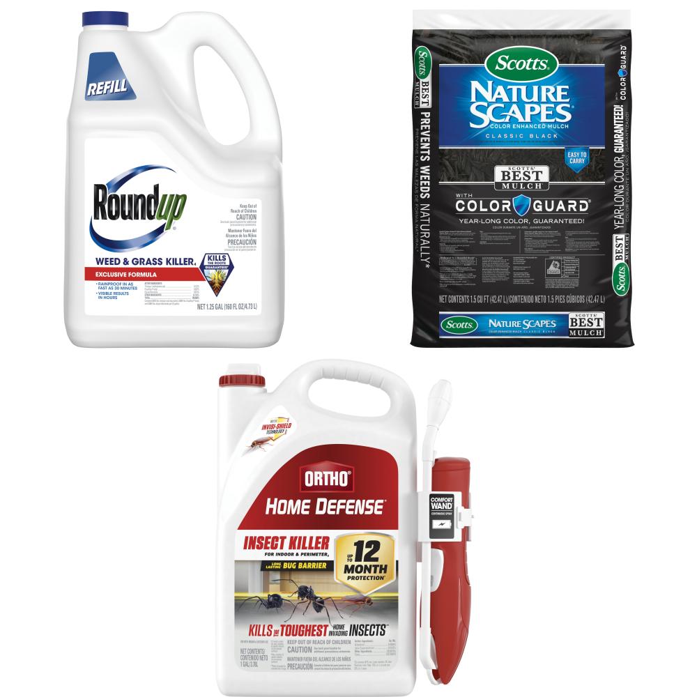 Roundup  Total Property Care Bundle: Weed Control, Insect Defense & Landscape Mulch