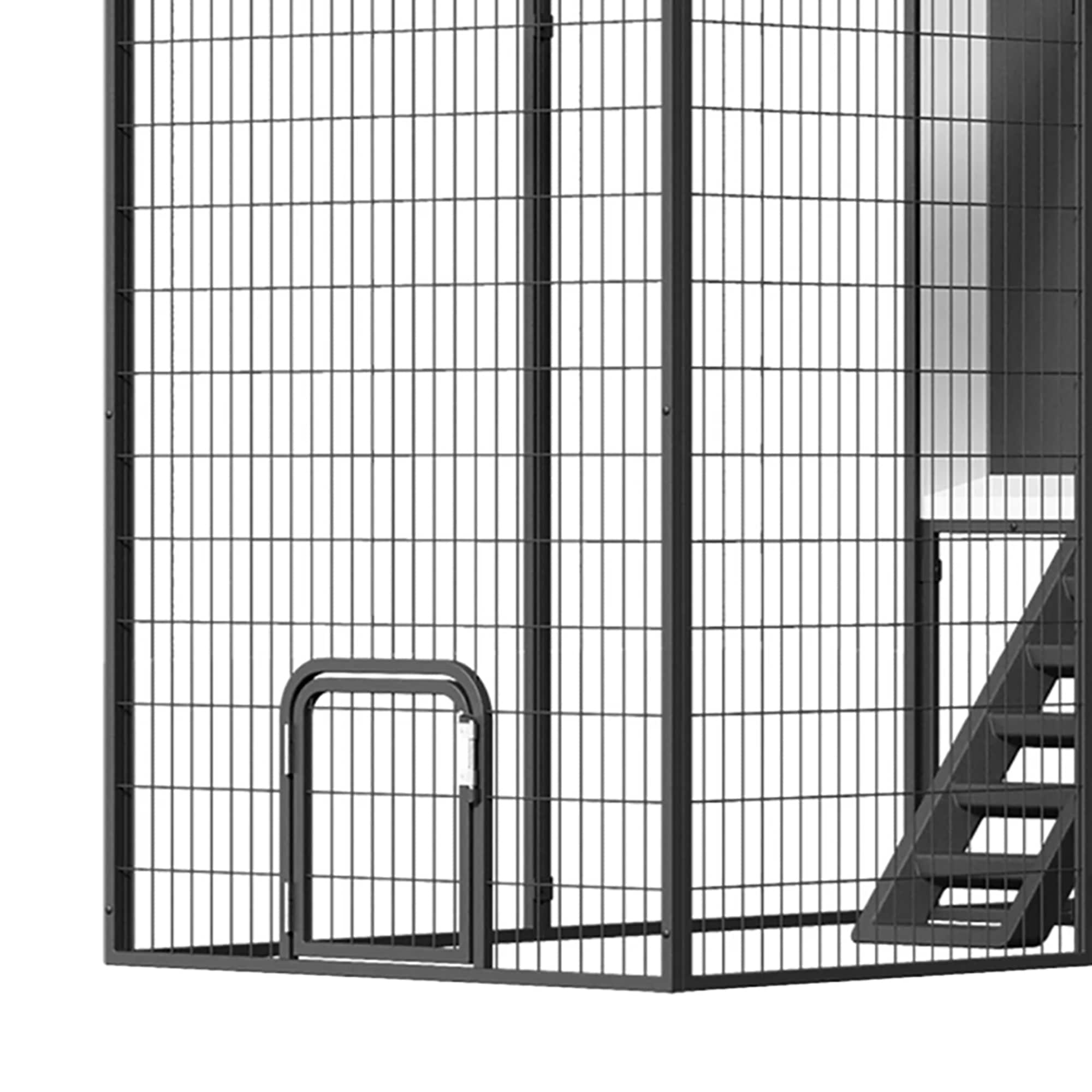 Smart Black and White Steel Chicken Coop with Automatic Door