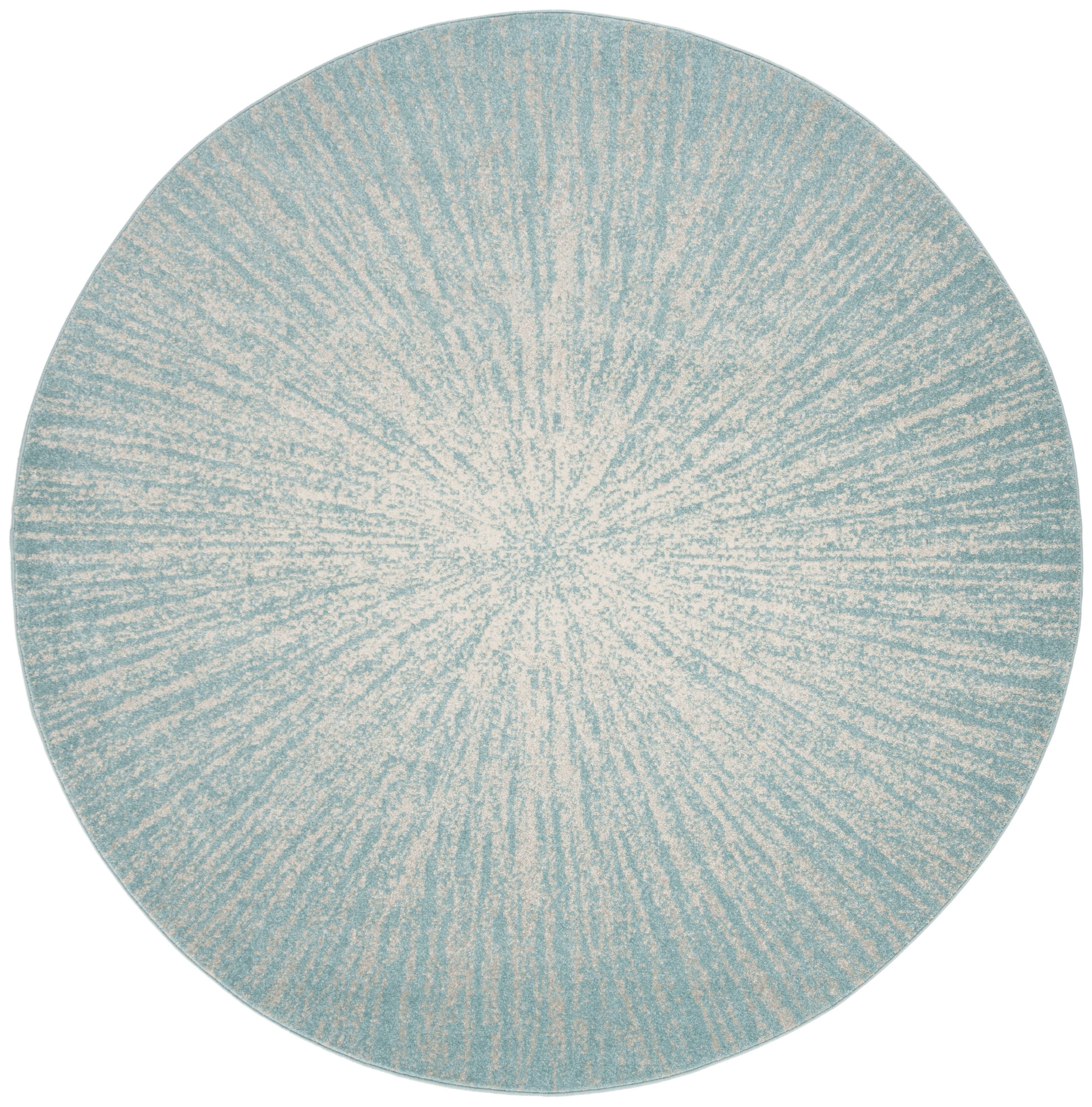 Safavieh EVK228J-7R Evoke Jude 7 x 7 (ft) Loomed Synthetic Aqua/Ivory Round Indoor Abstract Bohemian/Eclectic Area rug