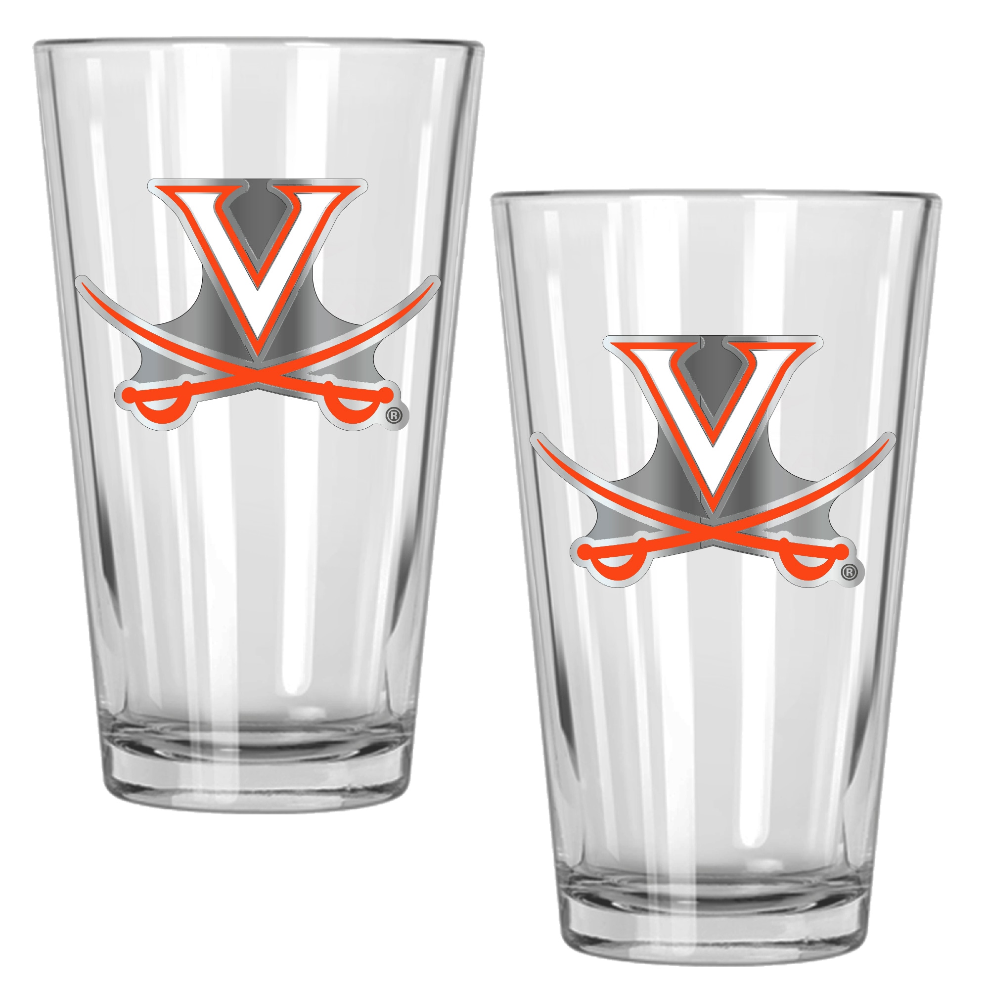 GREAT AMERICAN GSHSET2322-4 Virginia Cavaliers 15-fl oz Glass Multi Colored-Pint Set of: 2