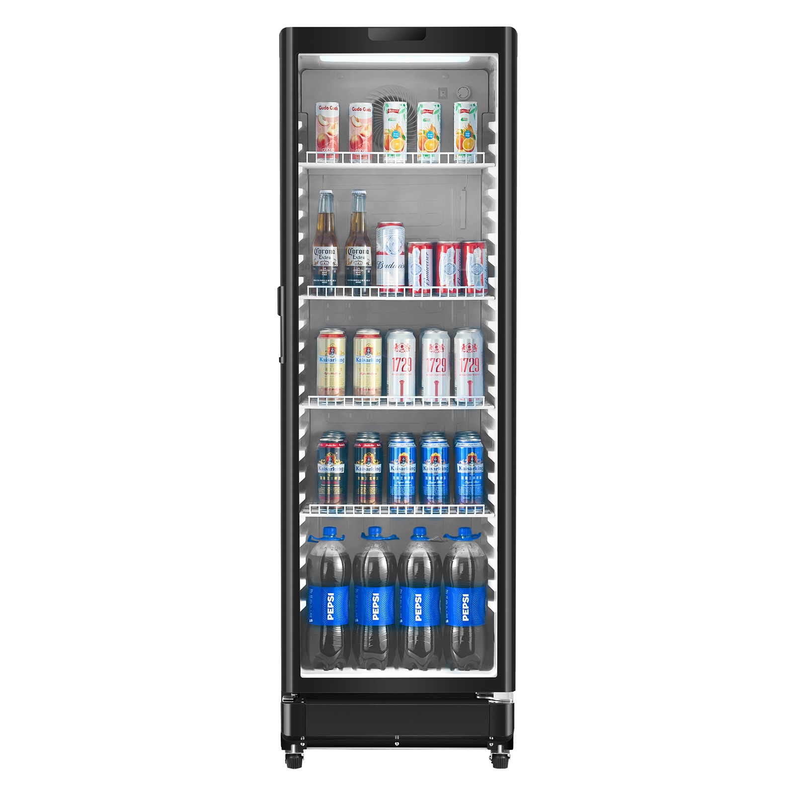 VEVOR SCDMBLMBXBDD06596V1 Commercial Merchandiser Refrigerator 8.1 CU.FT Glass Door Display Refrigerator Upright Fridge Beverage Refrigerator Cooler Merchandiser with 4 Adjustable Shelves and Soft LED Light Black
