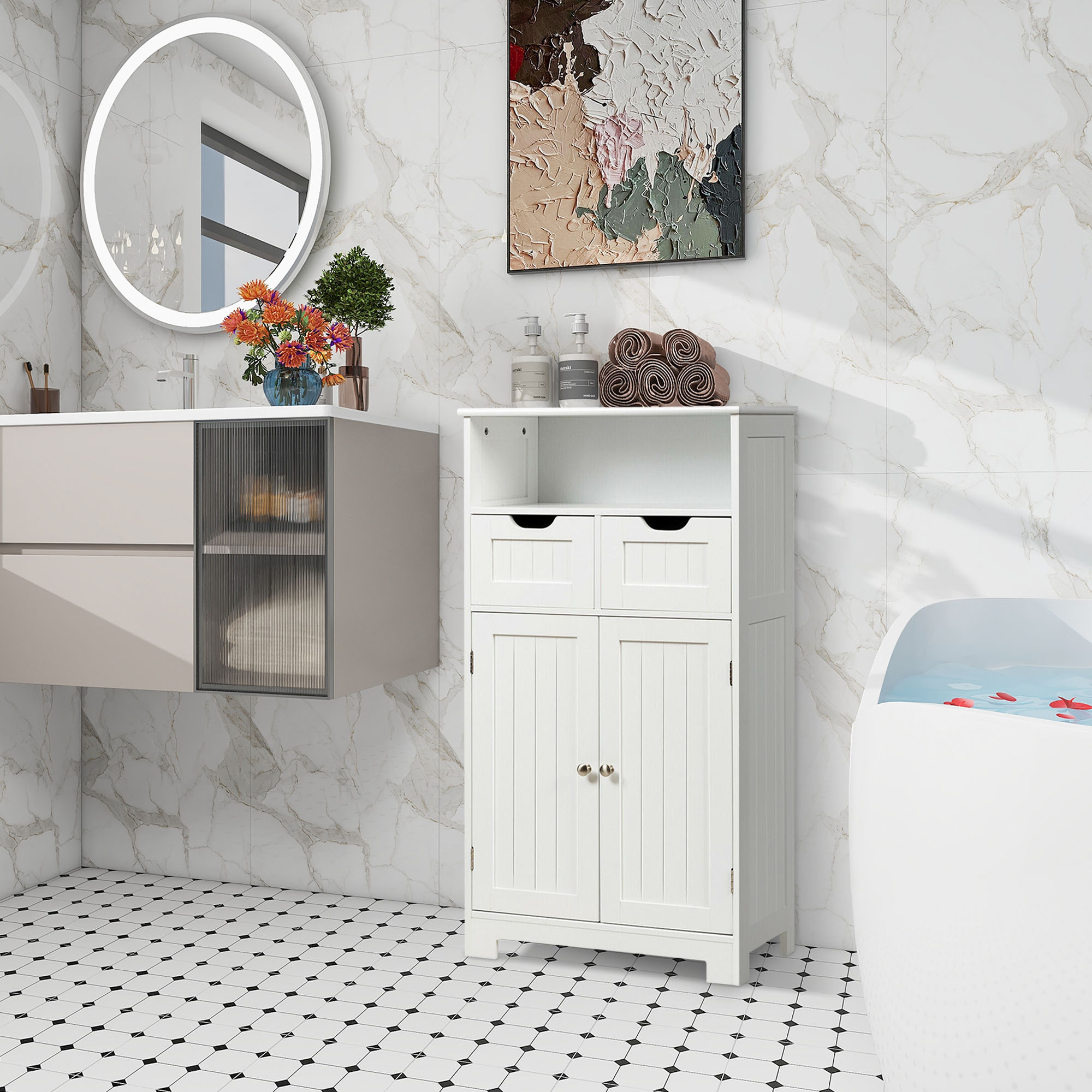 WELLFOR OUJ64500WH Linen-Cabinets - View #3