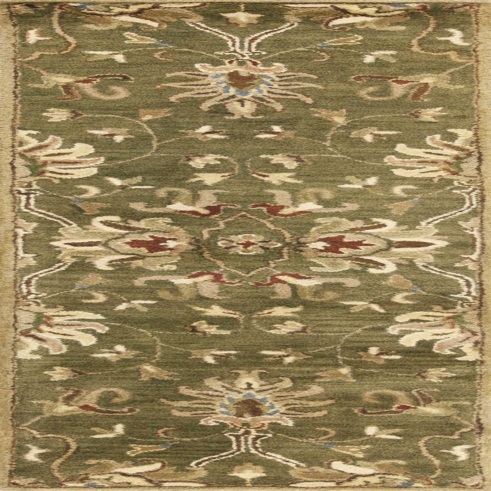 HomeRoots 352321 Bernadette 2 x 7 (ft) Wool Green Rectangular Indoor Floral/Botanical Runner rug