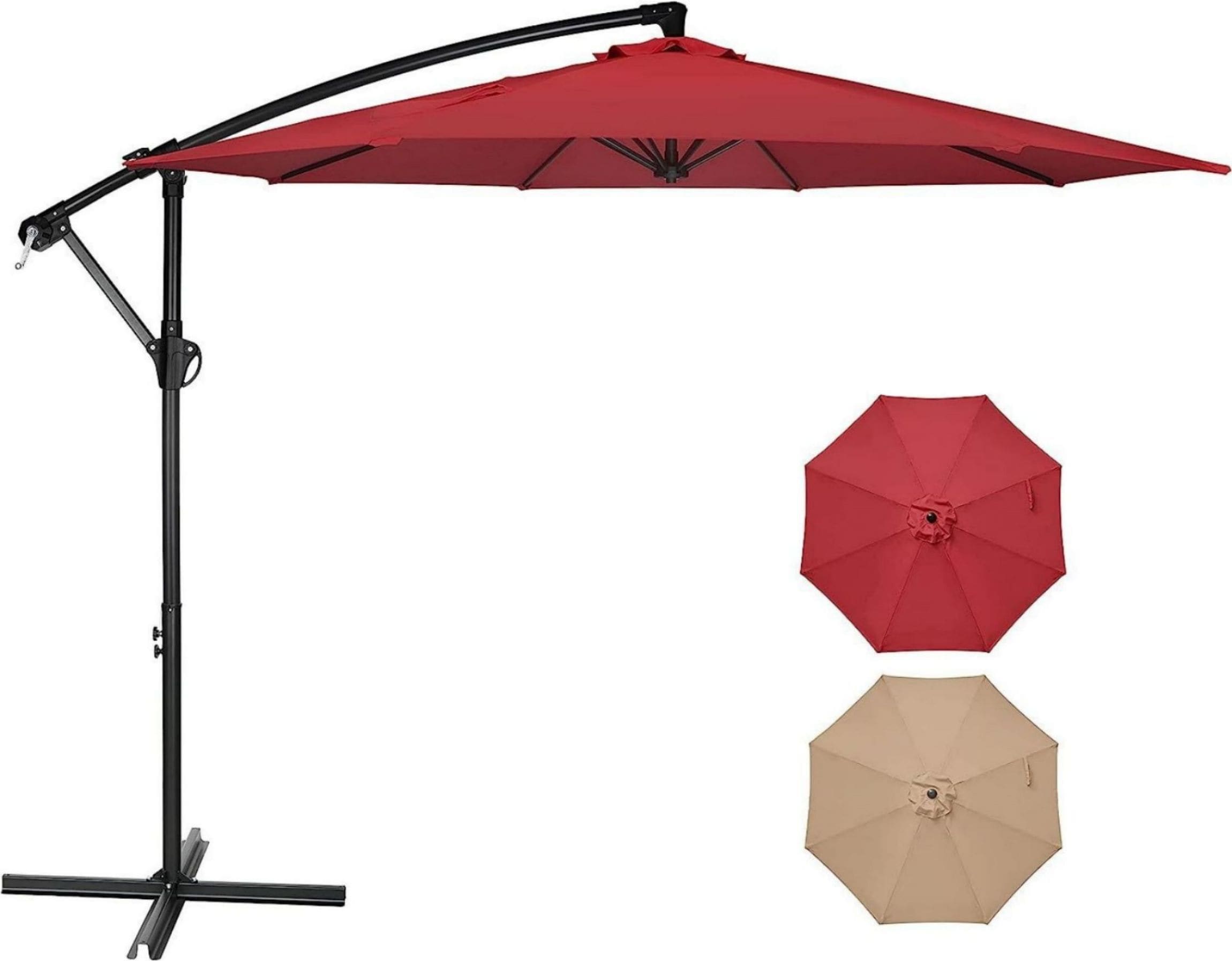 Maocao Hoom BH11991 10-ft Steel Red Cantilever Patio Umbrella